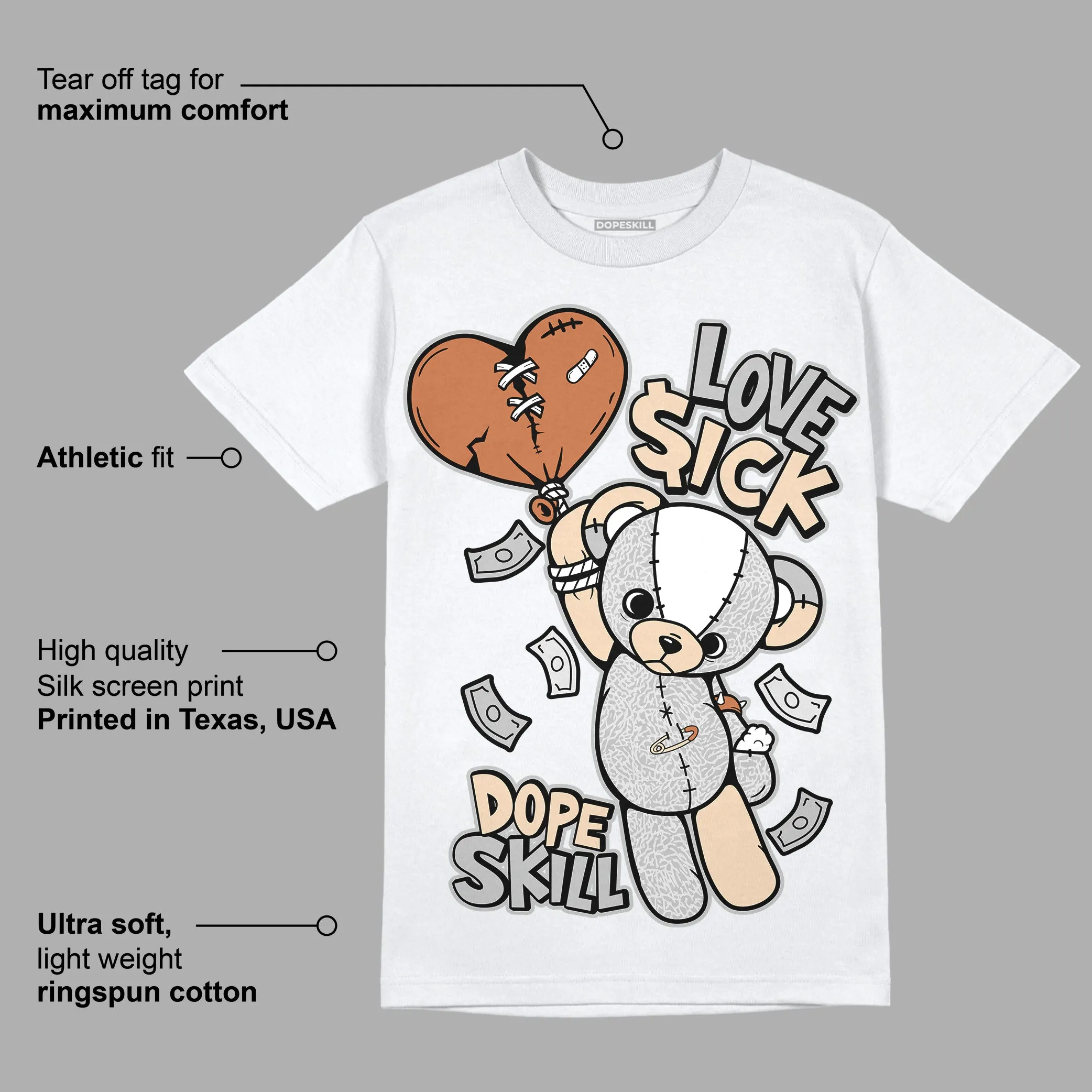 Craft Ivory 3s DopeSkill T-Shirt Love Sick Graphic sold by DopeSkill product image thumbnail 3