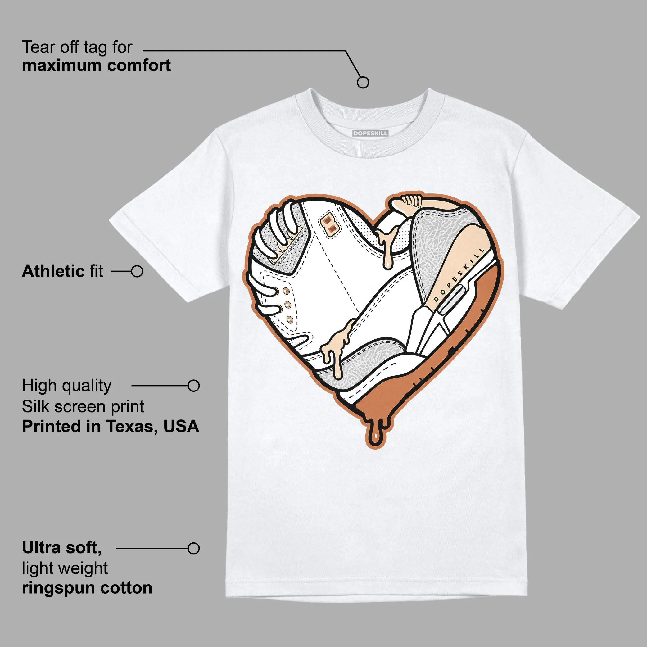Craft Ivory 3s DopeSkill T-Shirt Heart Jordan 3 Graphic sold by DopeSkill product image thumbnail 3