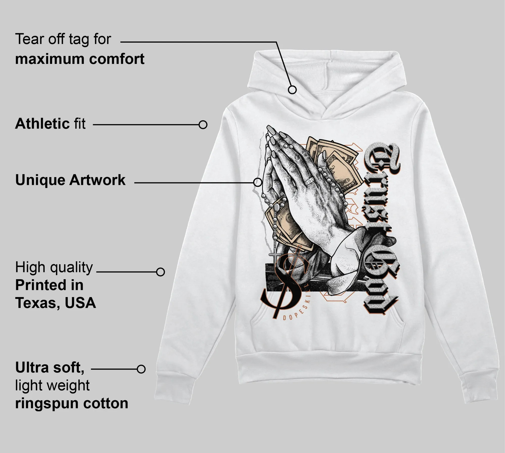 Craft Ivory 3s DopeSkill Hoodie Sweatshirt Trust God Graphic sold by DopeSkill product image thumbnail 3