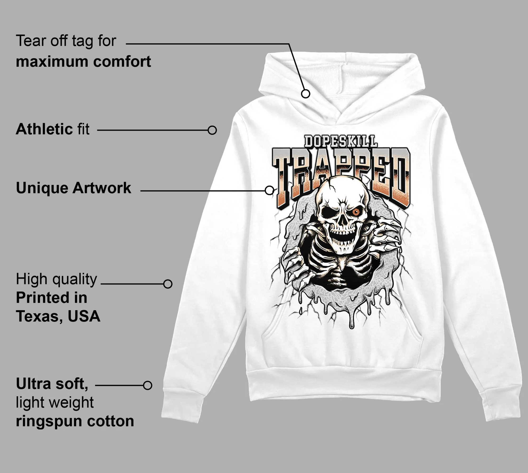 Craft Ivory 3s DopeSkill Hoodie Sweatshirt Trapped Halloween Graphic sold by DopeSkill product image thumbnail 3