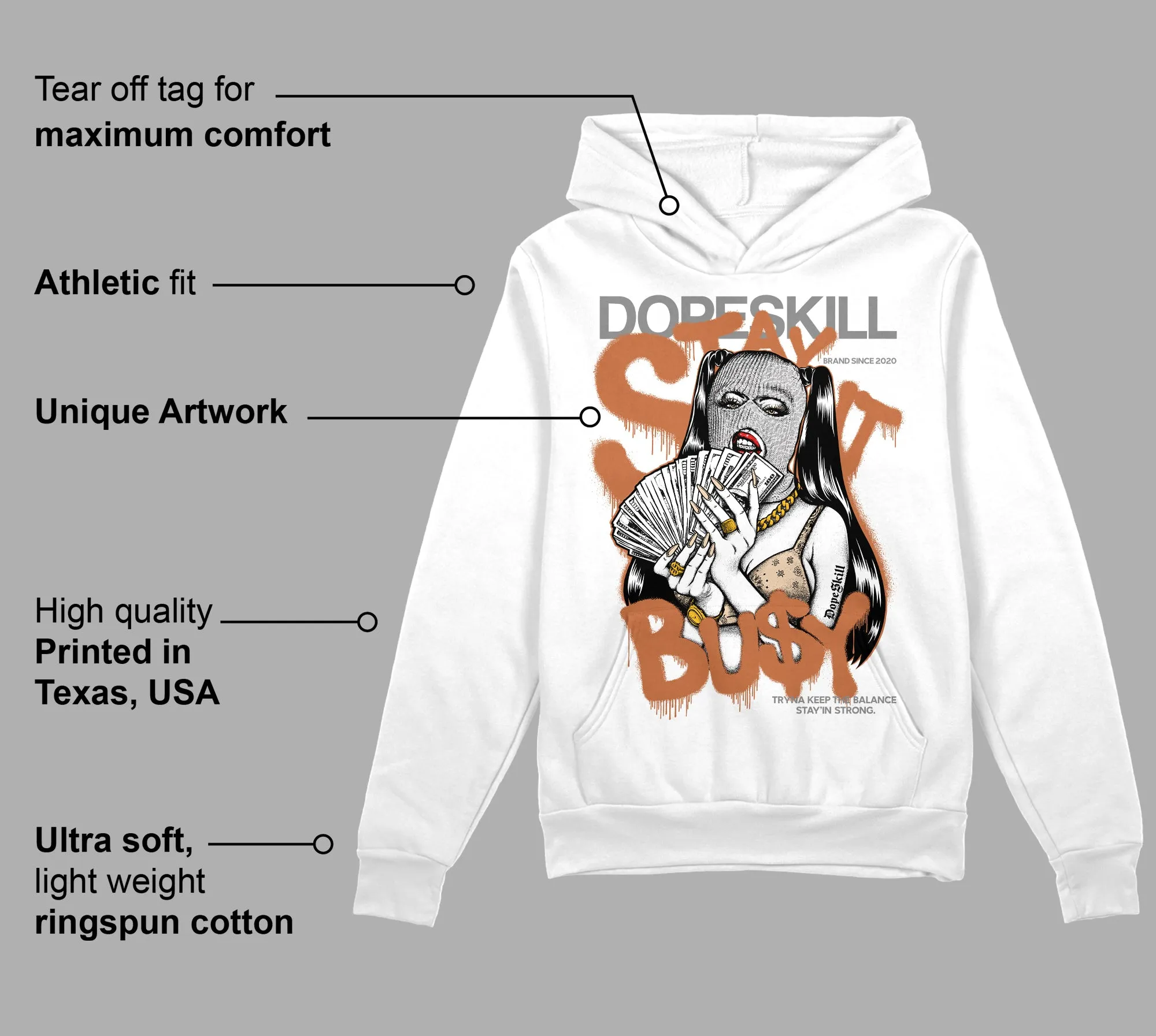 Craft Ivory 3s DopeSkill Hoodie Sweatshirt Stay It Busy Graphic sold by DopeSkill product image thumbnail 3
