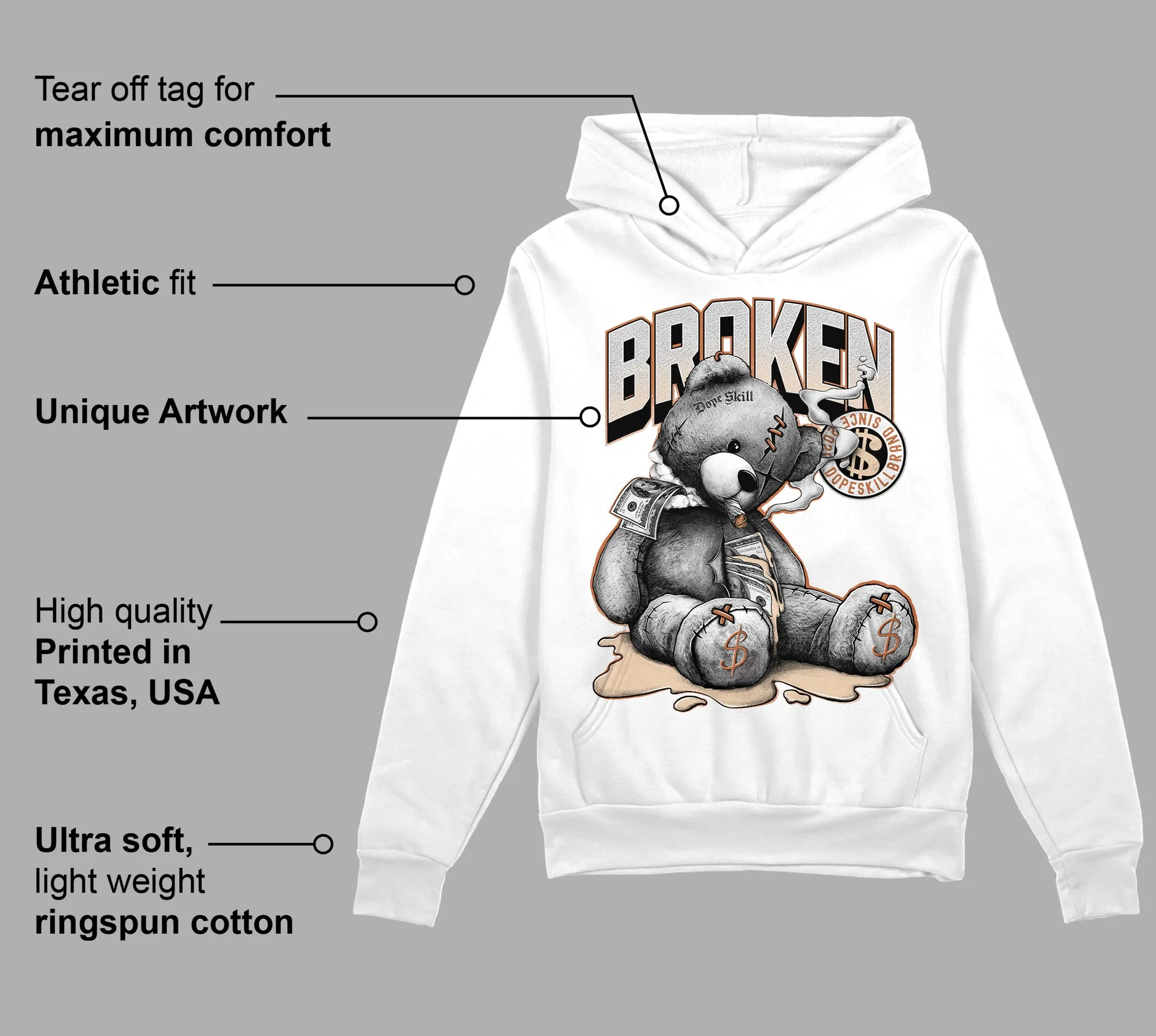 Craft Ivory 3s DopeSkill Hoodie Sweatshirt Sick Bear Graphic sold by DopeSkill product image thumbnail 3