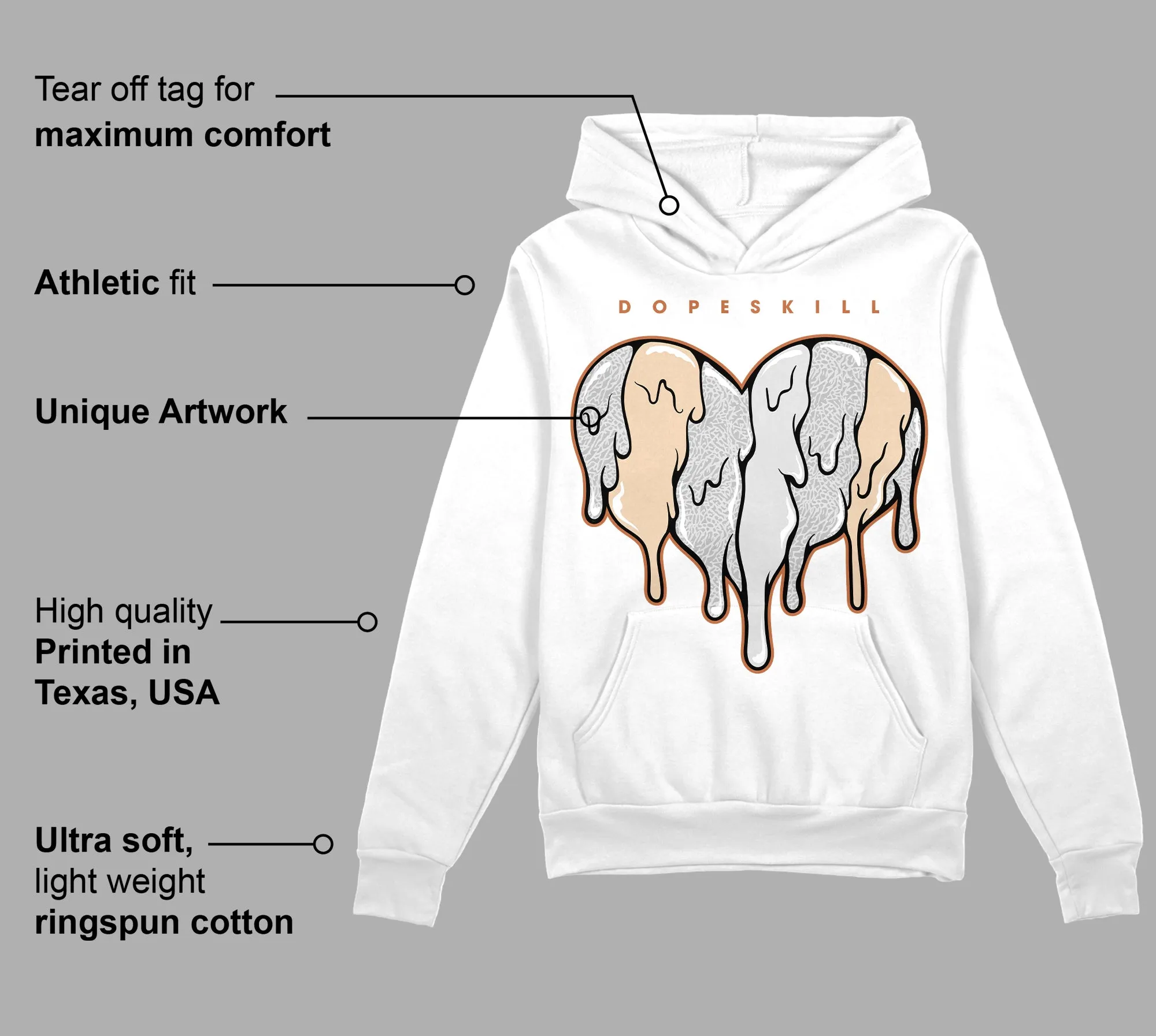 Craft Ivory 3s DopeSkill Hoodie Sweatshirt Slime Drip Heart Graphic sold by DopeSkill product image thumbnail 3