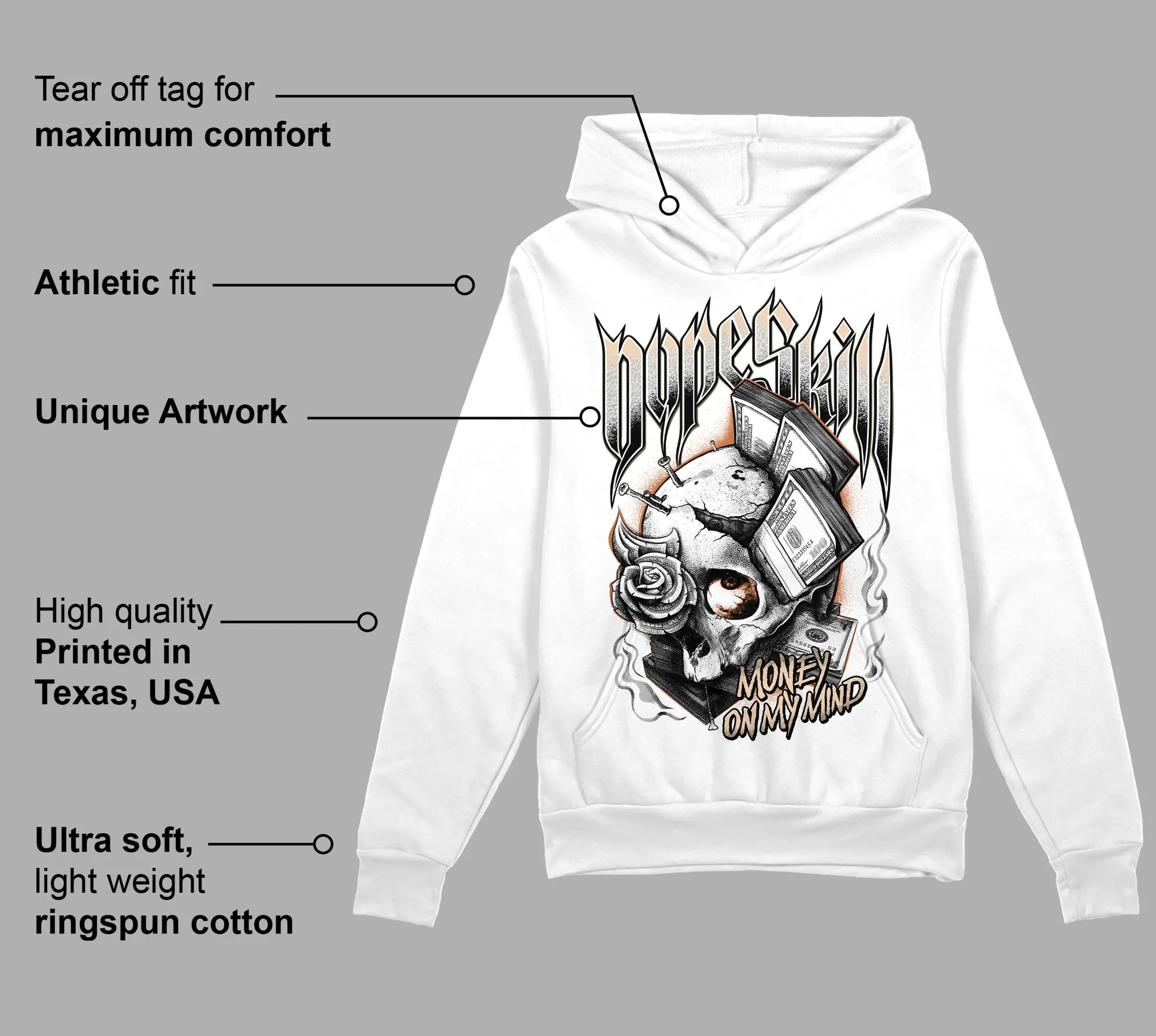 Craft Ivory 3s DopeSkill Hoodie Sweatshirt Money On My Mind Graphic sold by DopeSkill product image thumbnail 3