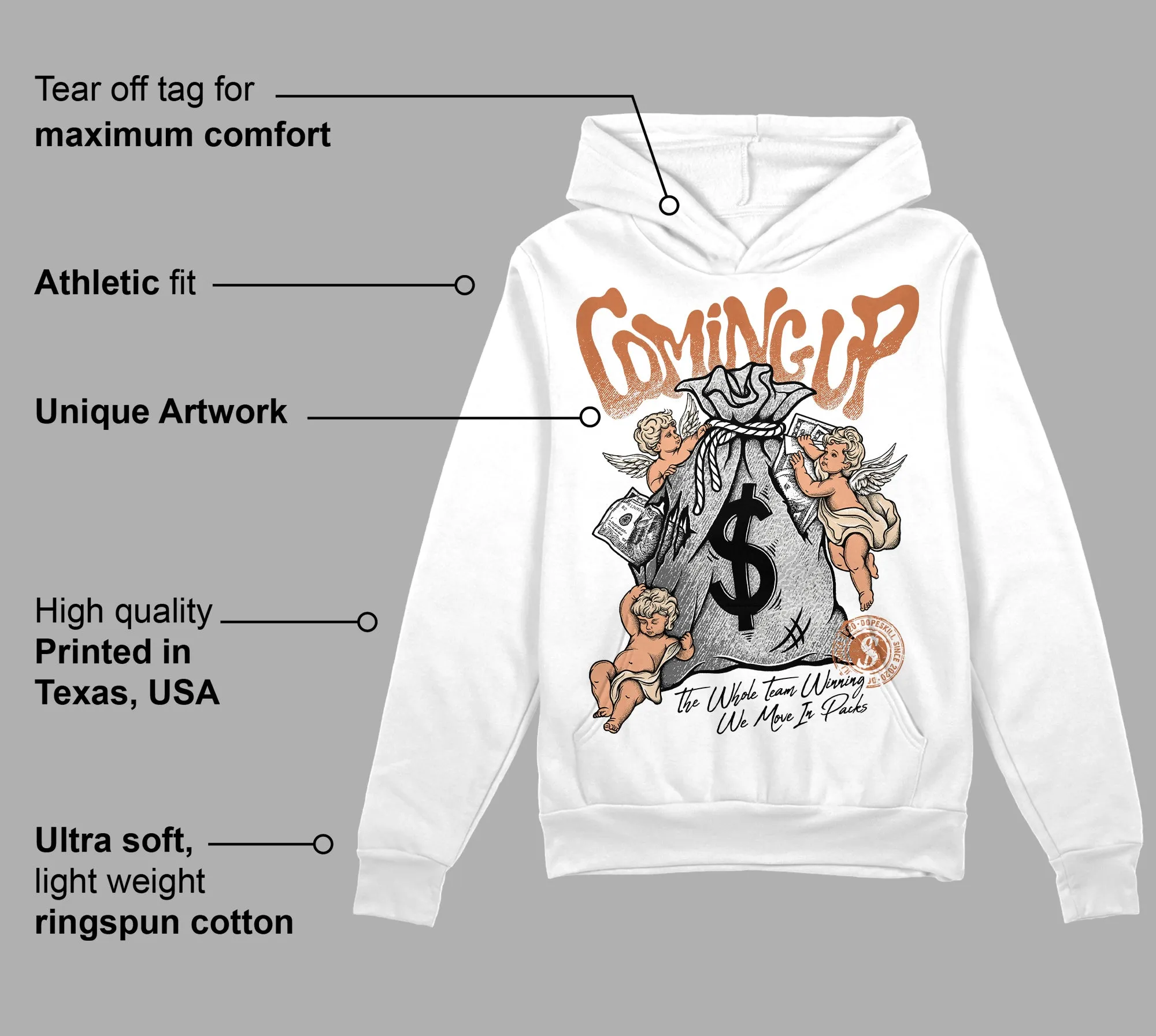 Craft Ivory 3s DopeSkill Hoodie Sweatshirt Money Bag Coming Up Graphic sold by DopeSkill product image thumbnail 3