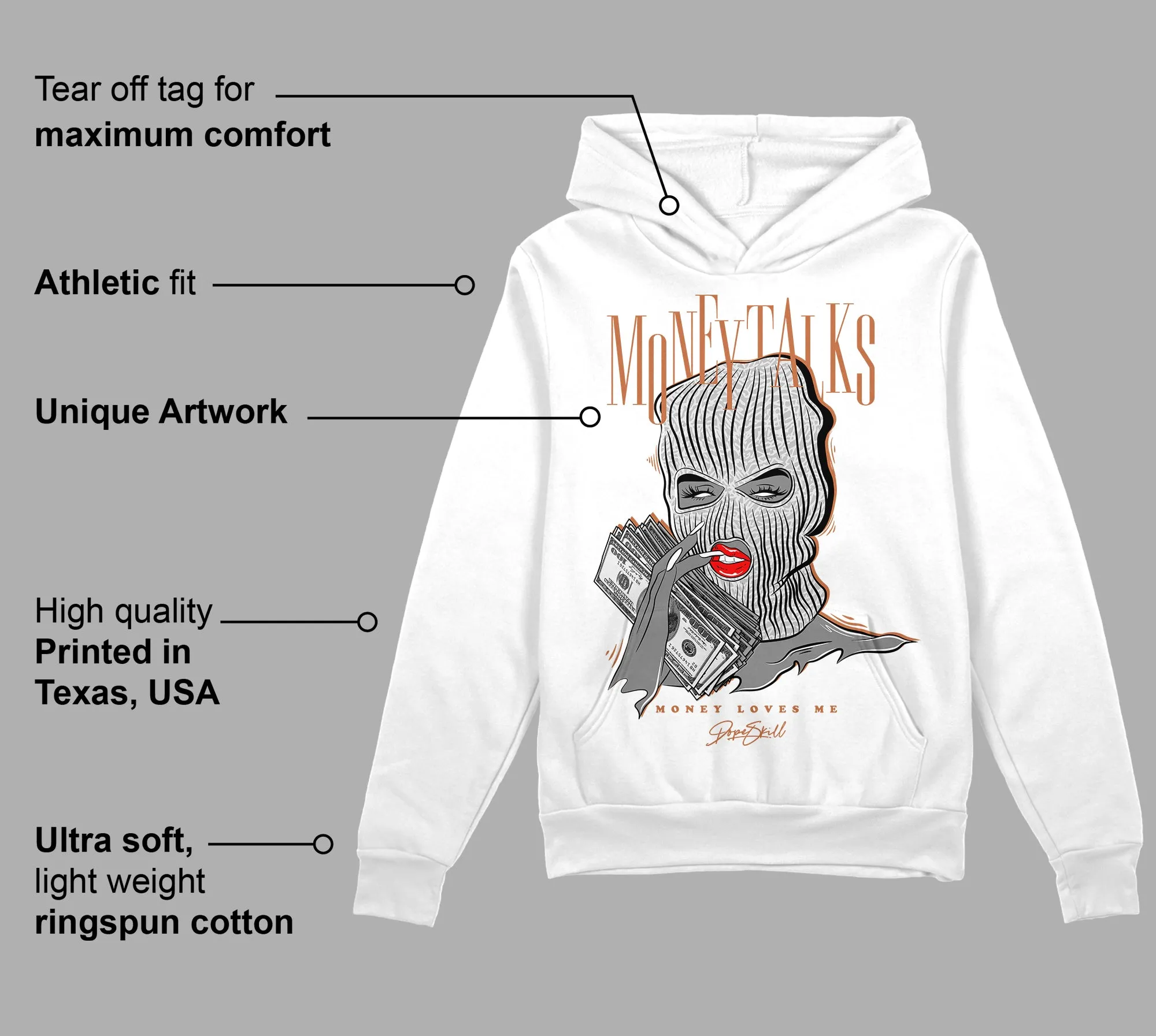 Craft Ivory 3s DopeSkill Hoodie Sweatshirt Money Talks Graphic sold by DopeSkill product image thumbnail 3