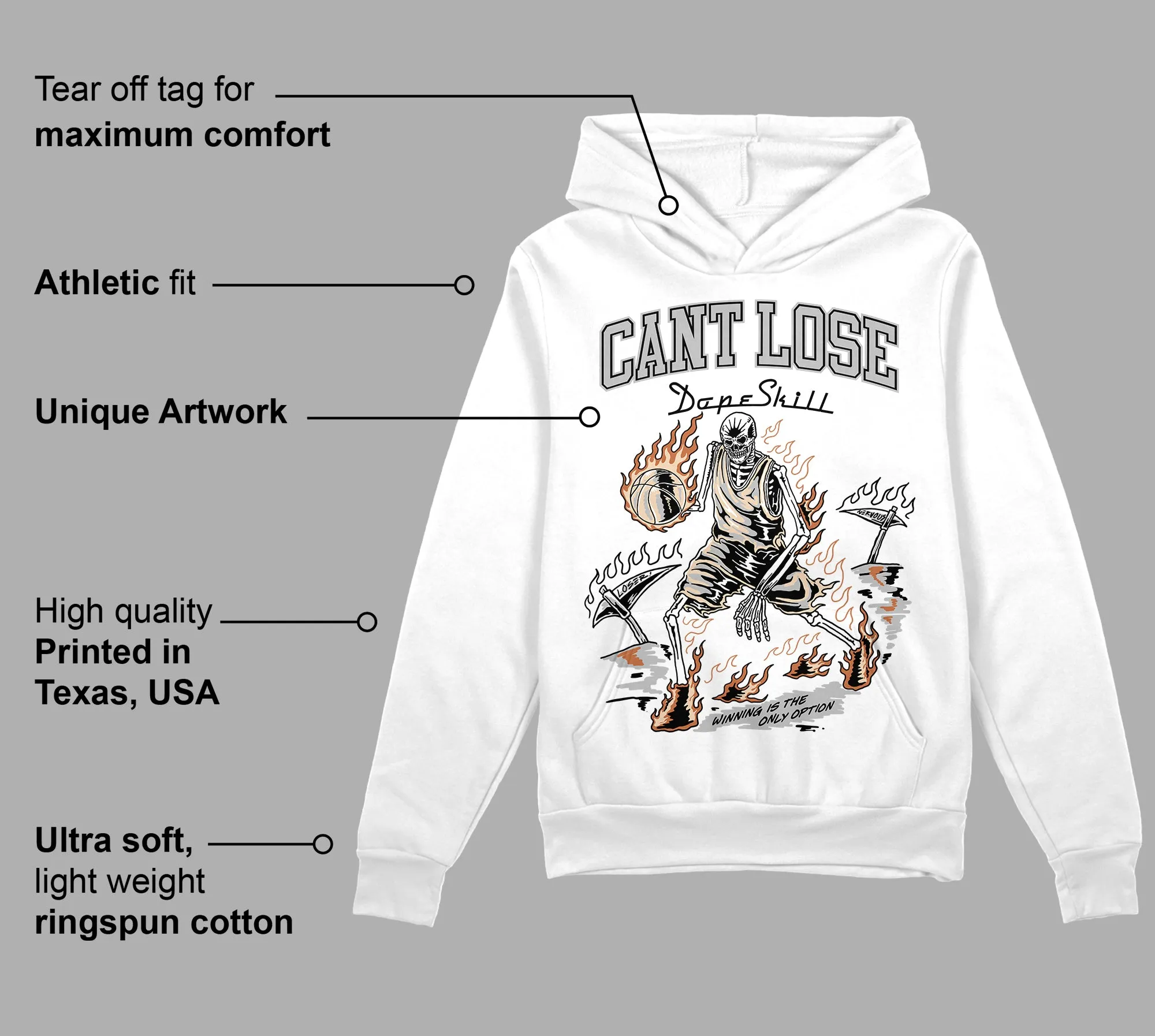 Craft Ivory 3s DopeSkill Hoodie Sweatshirt Cant Lose Graphic sold by DopeSkill product image thumbnail 3