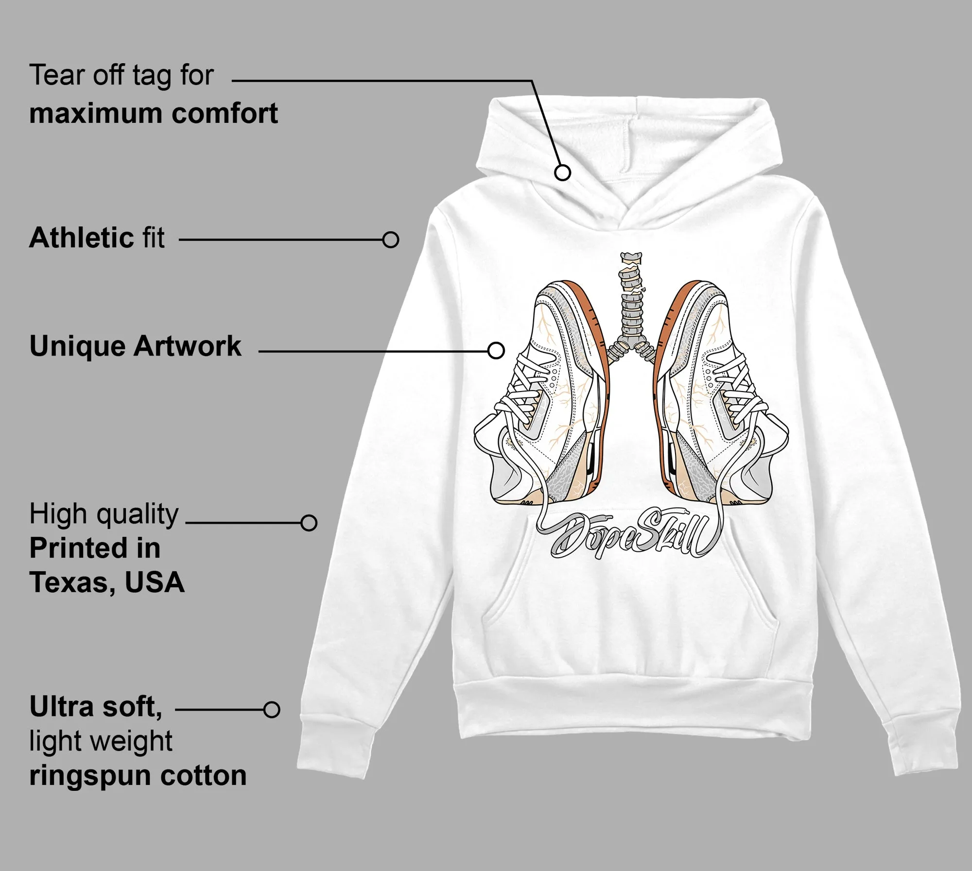 Craft Ivory 3s DopeSkill Hoodie Sweatshirt Breathe Graphic sold by DopeSkill product image thumbnail 3