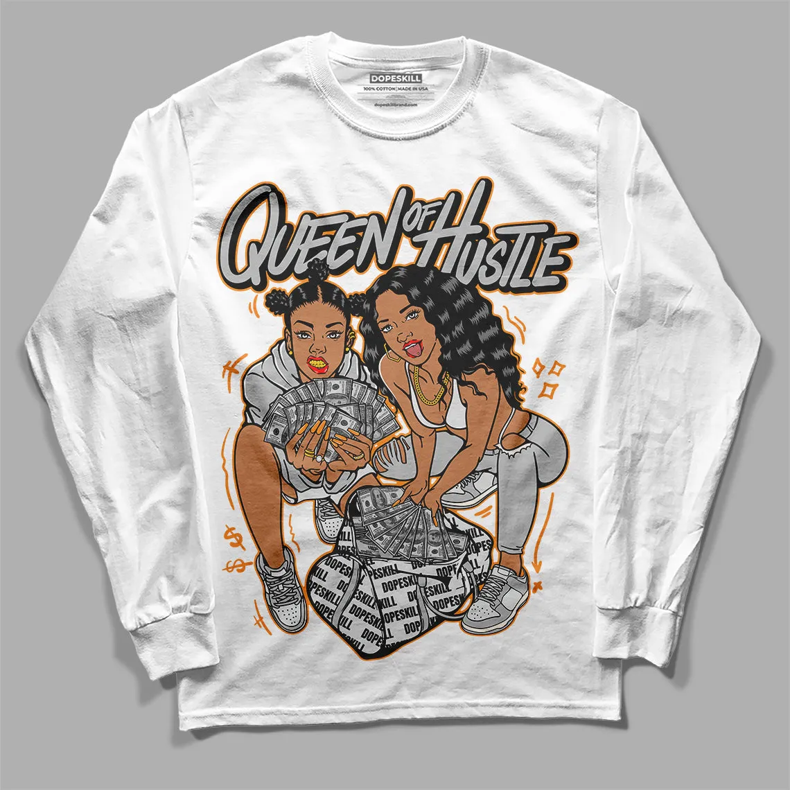 Dunk Cool Grey DopeSkill Long Sleeve T-Shirt Queen Of Hustle Graphic sold by DopeSkill product image thumbnail 2