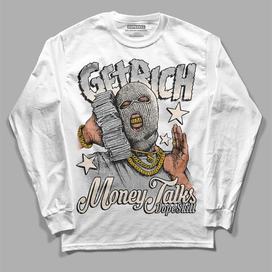 Dunk Cool Grey DopeSkill Long Sleeve T-Shirt Get Rich Graphic sold by DopeSkill product image thumbnail 2
