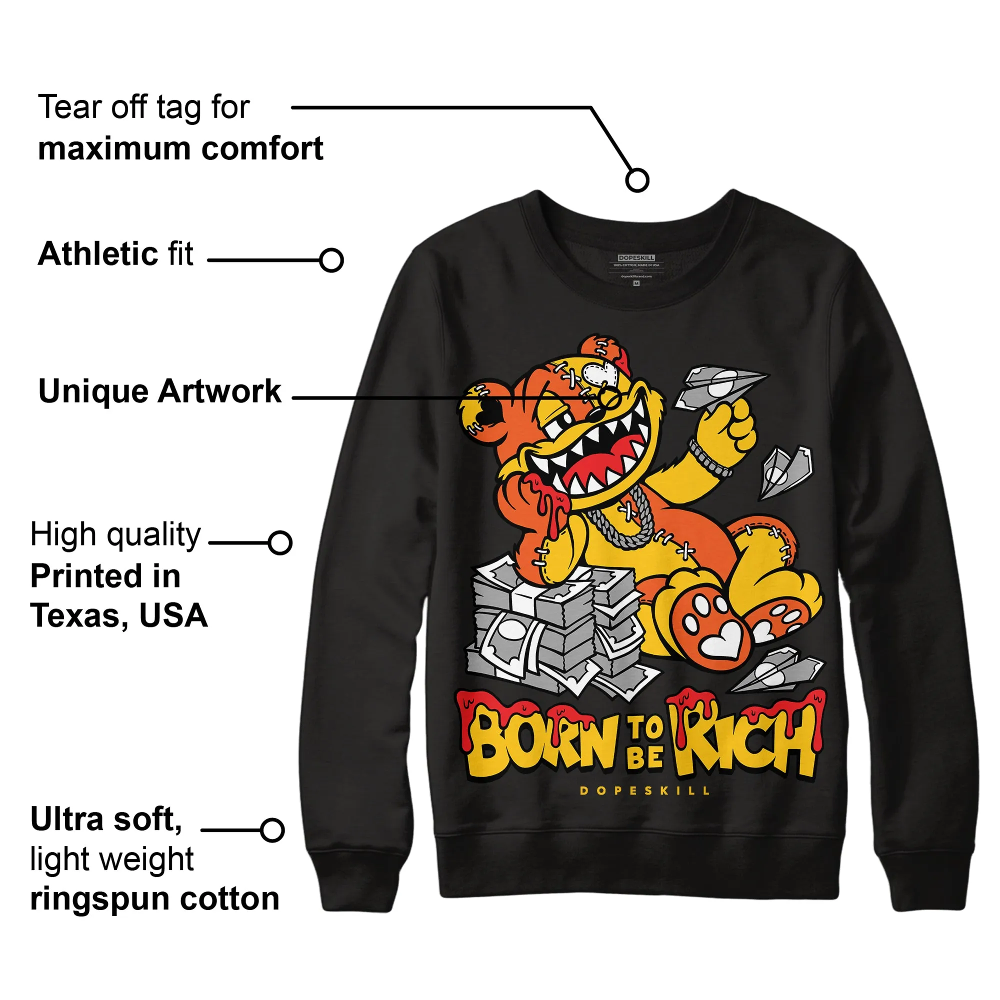 Yellow Collection DopeSkill Sweatshirt Born To Be Rich Graphic sold by DopeSkill product image thumbnail 3