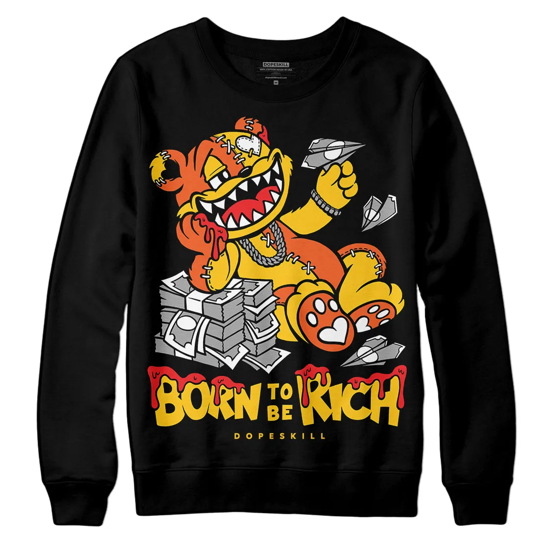Yellow Collection DopeSkill Sweatshirt Born To Be Rich Graphic sold by DopeSkill
