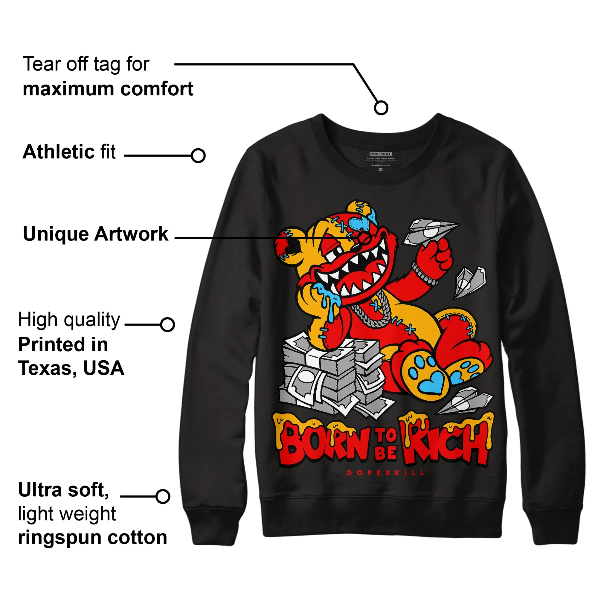 Red Collection DopeSkill Sweatshirt Born To Be Rich Graphic sold by DopeSkill product image thumbnail 3