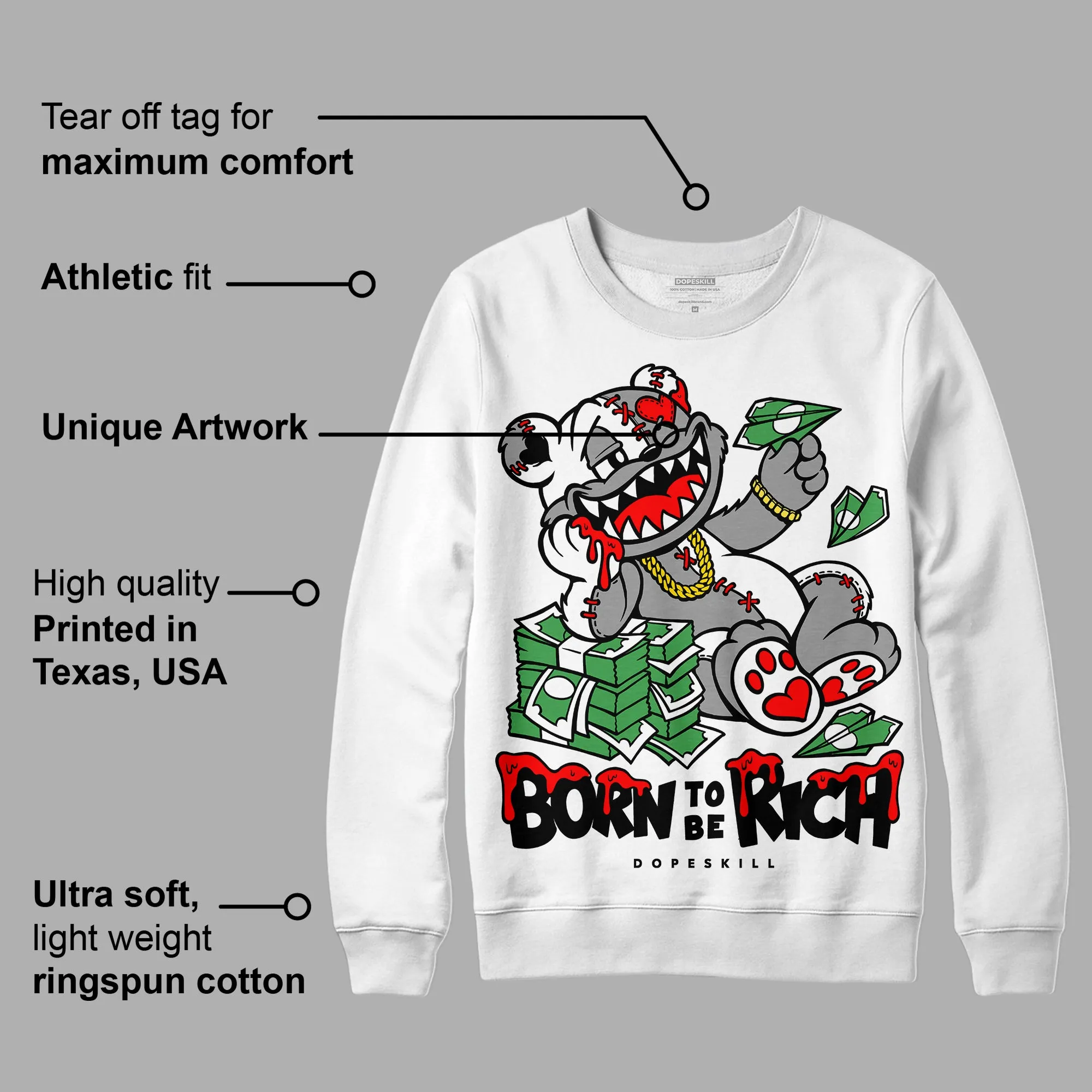 Black and White Collection DopeSkill Sweatshirt Born To Be Rich Graphic sold by DopeSkill product image thumbnail 3