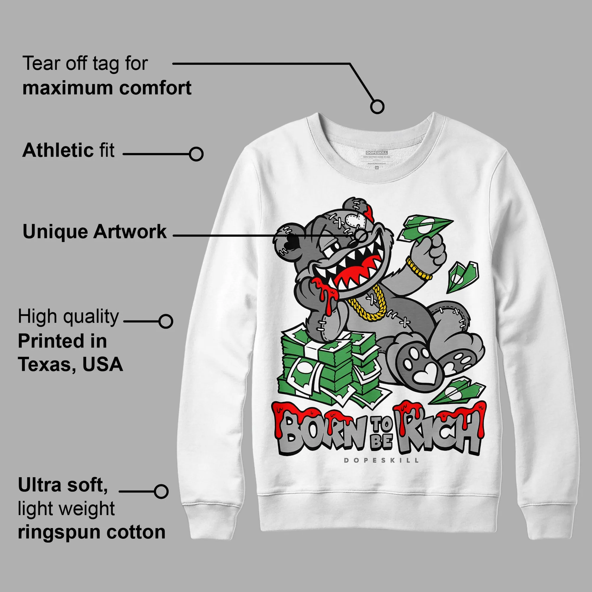 Stealth 12s DopeSkill Sweatshirt Born To Be Rich Graphic sold by DopeSkill product image thumbnail 2
