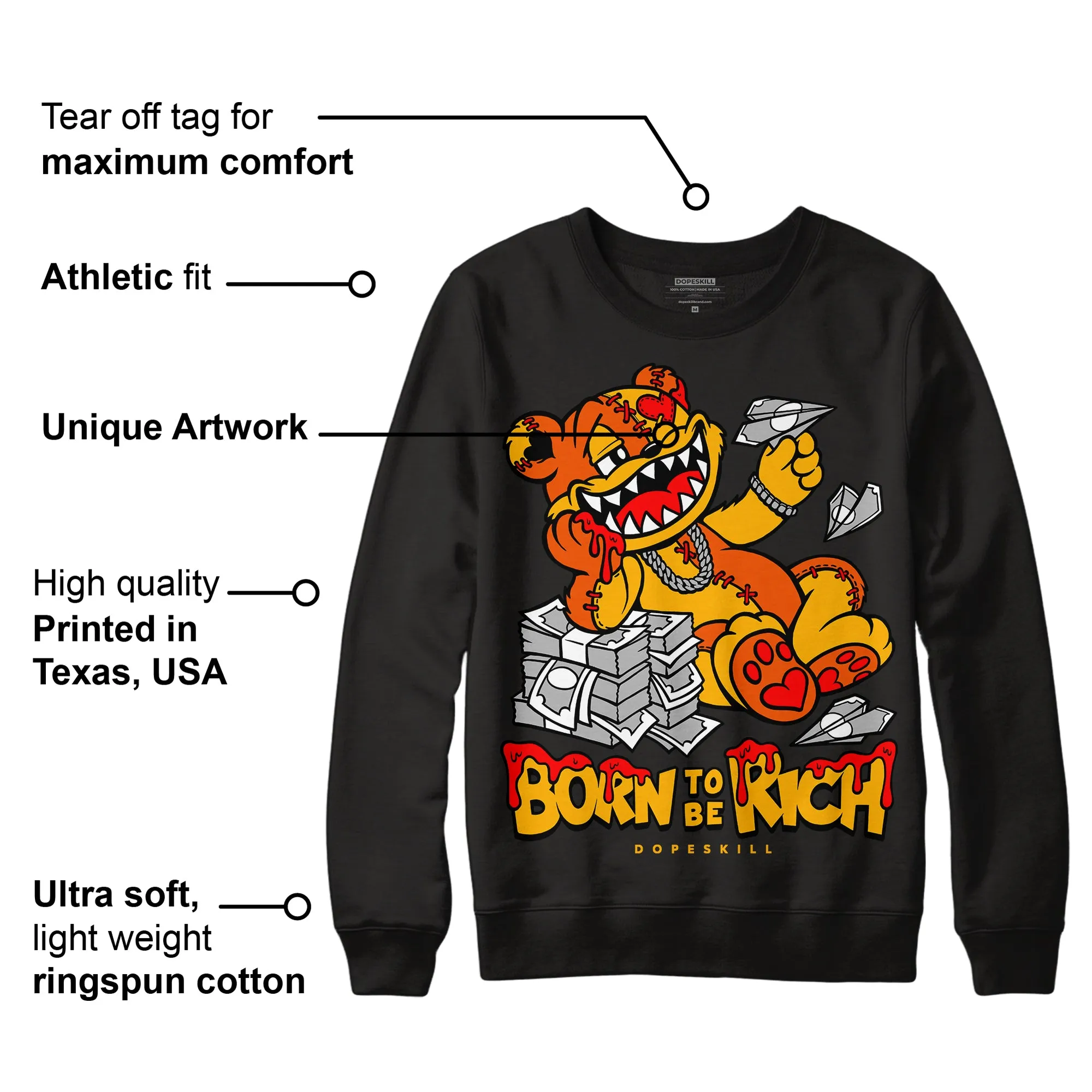 Goldenrod Dunk DopeSkill Sweatshirt Born To Be Rich Graphic sold by DopeSkill product image thumbnail 3