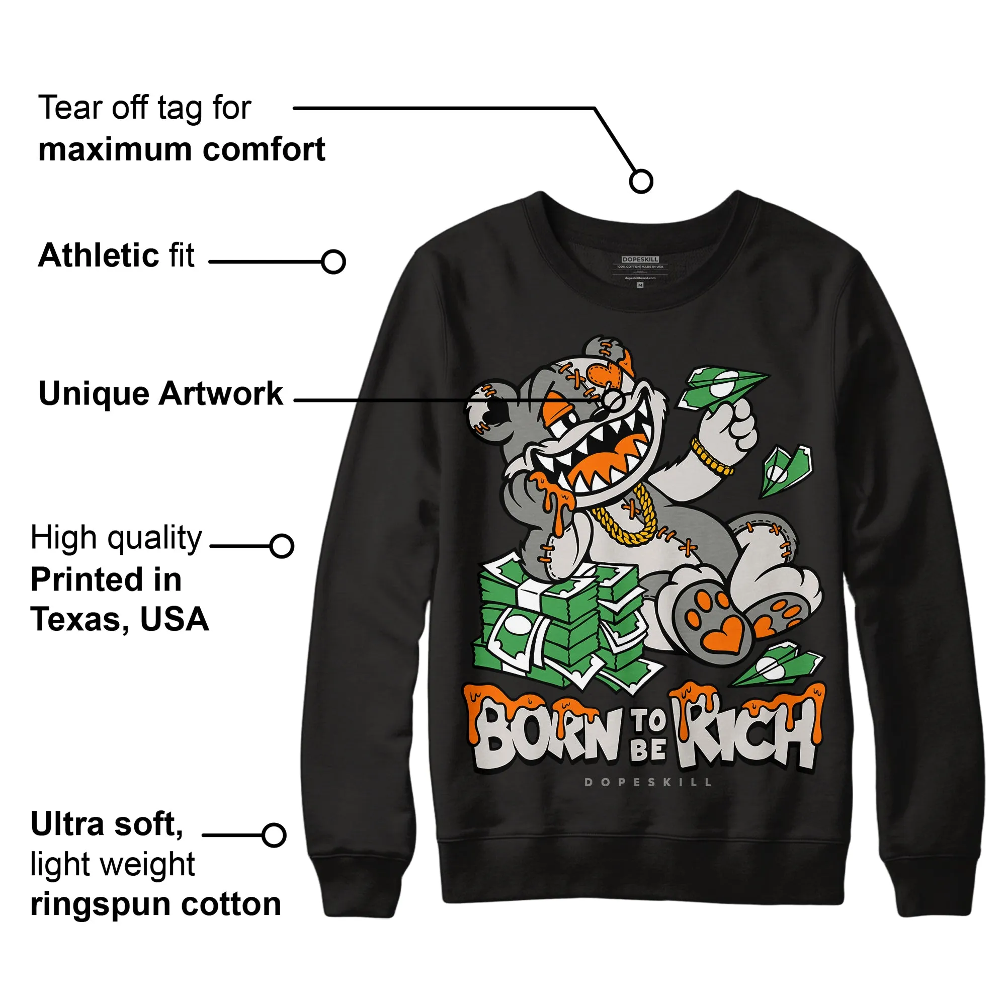 Craft 5s DopeSkill Sweatshirt Born To Be Rich Graphic sold by DopeSkill product image thumbnail 3