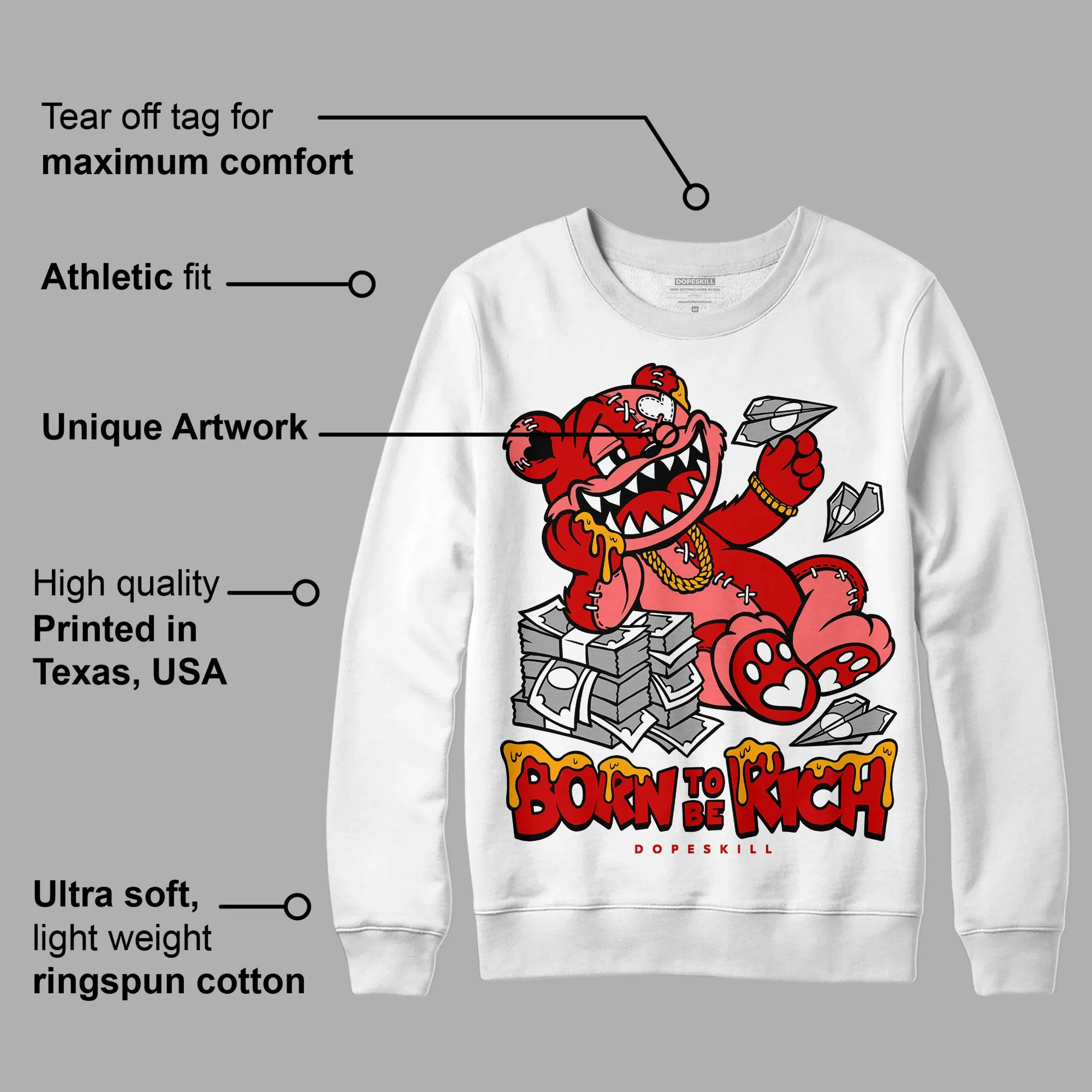 Black Toe 1s DopeSkill Sweatshirt Born To Be Rich Graphic sold by DopeSkill product image thumbnail 3