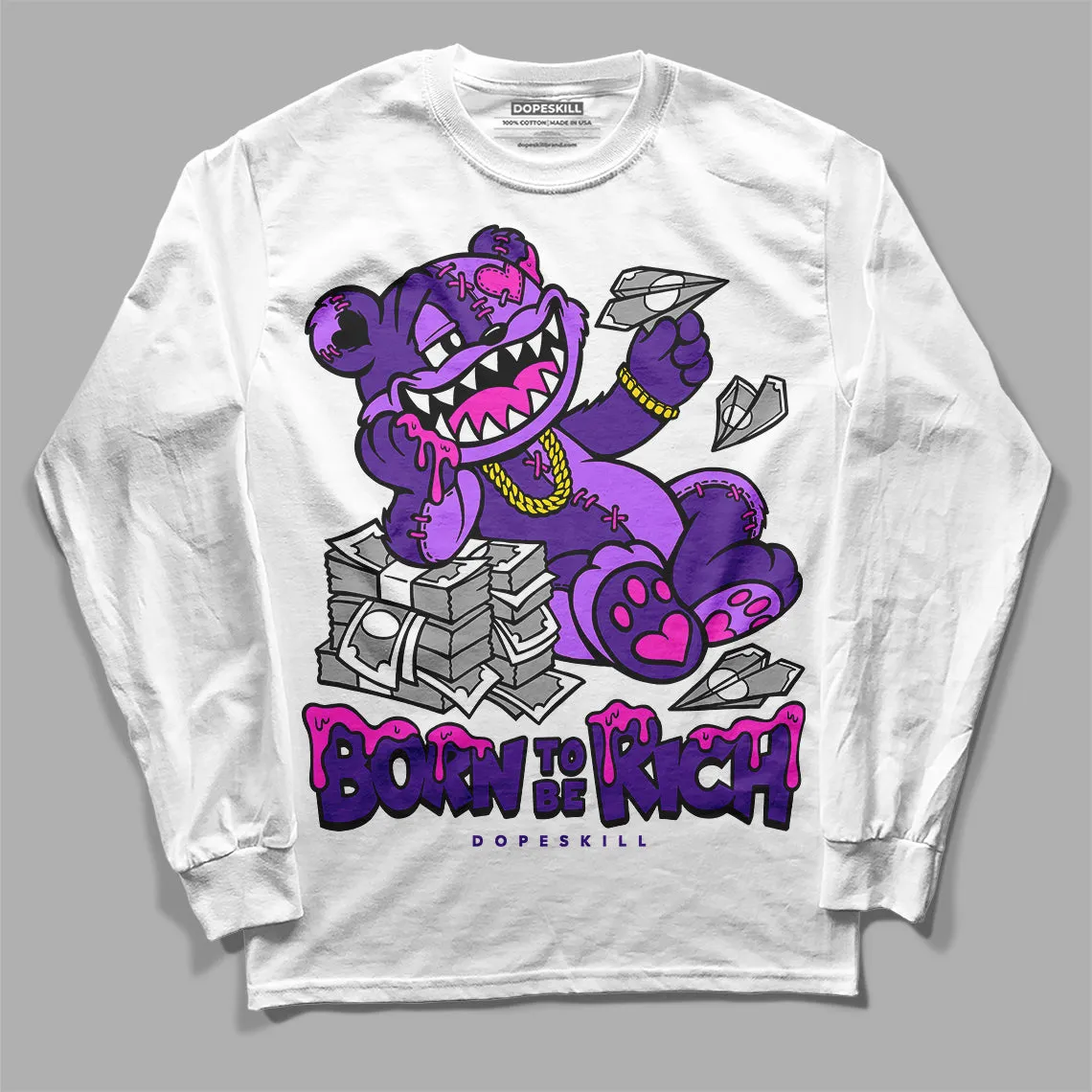 PURPLE Collection DopeSkill Long Sleeve T-Shirt Born To Be Rich Graphic sold by DopeSkill product image thumbnail 2