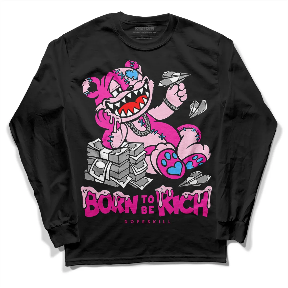 Pink Collection DopeSkill Long Sleeve T-Shirt Born To Be Rich Graphic sold by DopeSkill product image thumbnail 2