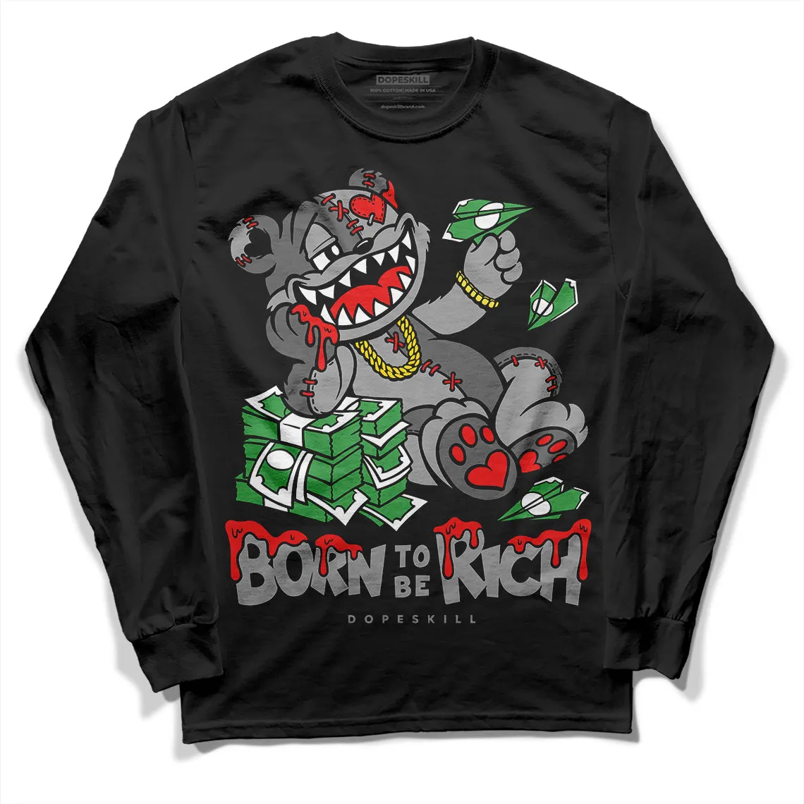 Grey Collection DopeSkill Long Sleeve T-Shirt Born To Be Rich Graphic sold by DopeSkill product image thumbnail 2