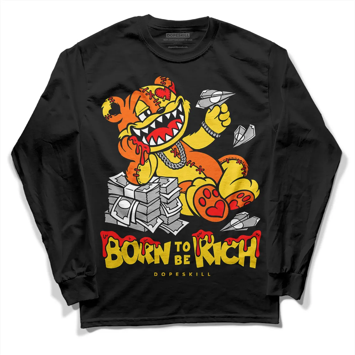 Black Tour Yellow AJ 4 Thunder DopeSkill Long Sleeve T-Shirt Born To Be Rich Graphic sold by DopeSkill