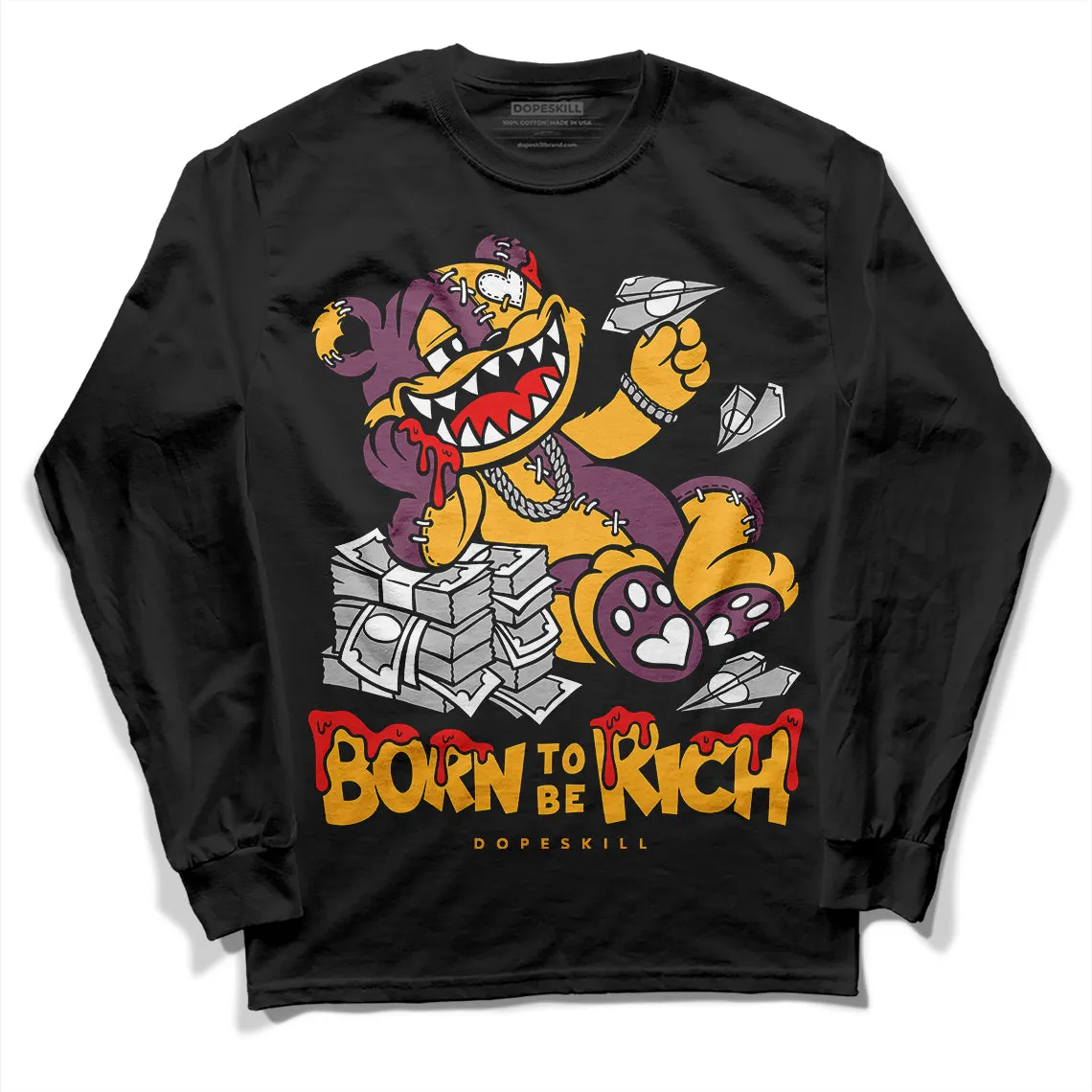 Brotherhood 1s High OG DopeSkill Long Sleeve T-Shirt Born To Be Rich Graphic sold by DopeSkill product image thumbnail 2