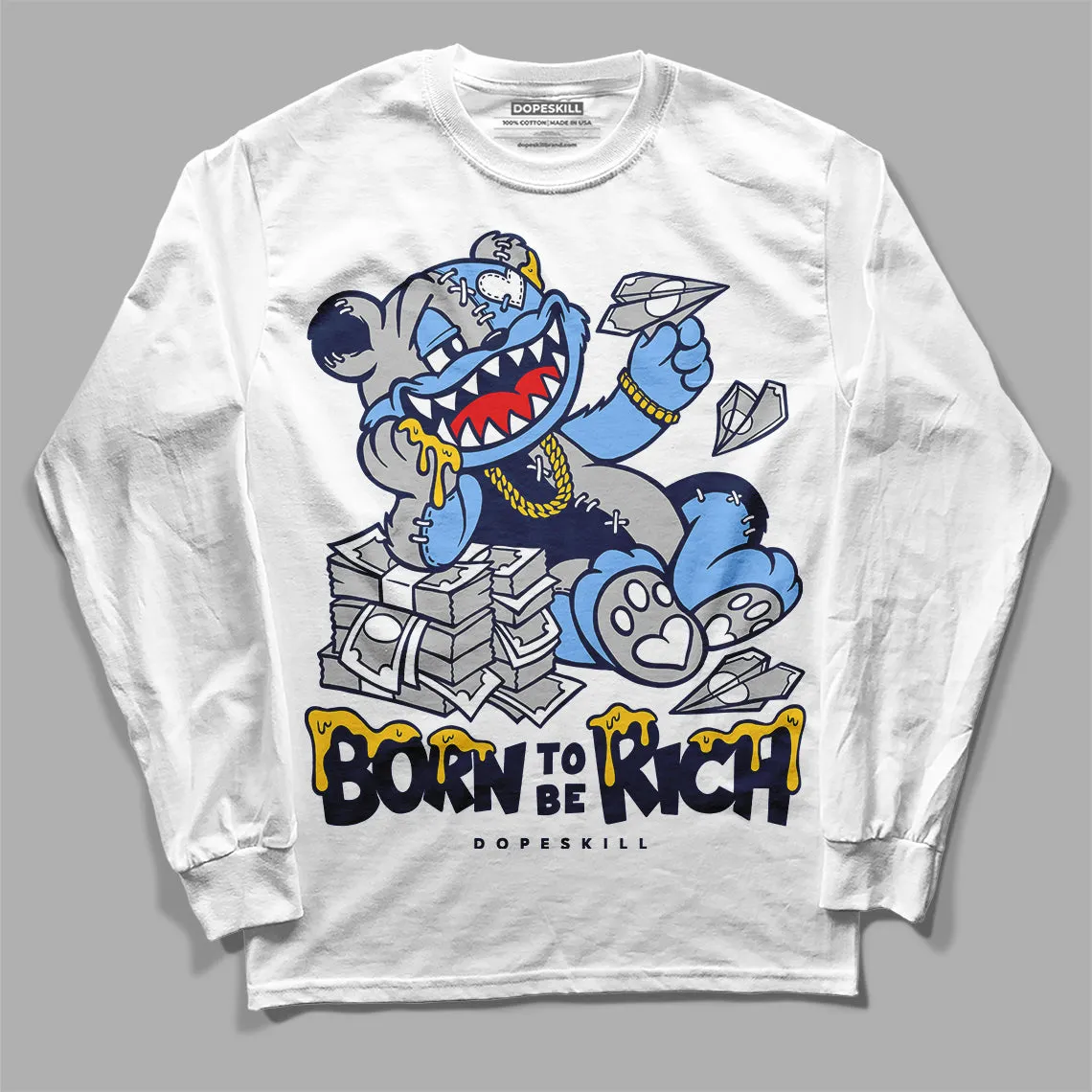 Midnight Navy 5s DopeSkill Long Sleeve T-Shirt Born To Be Rich Graphic sold by DopeSkill