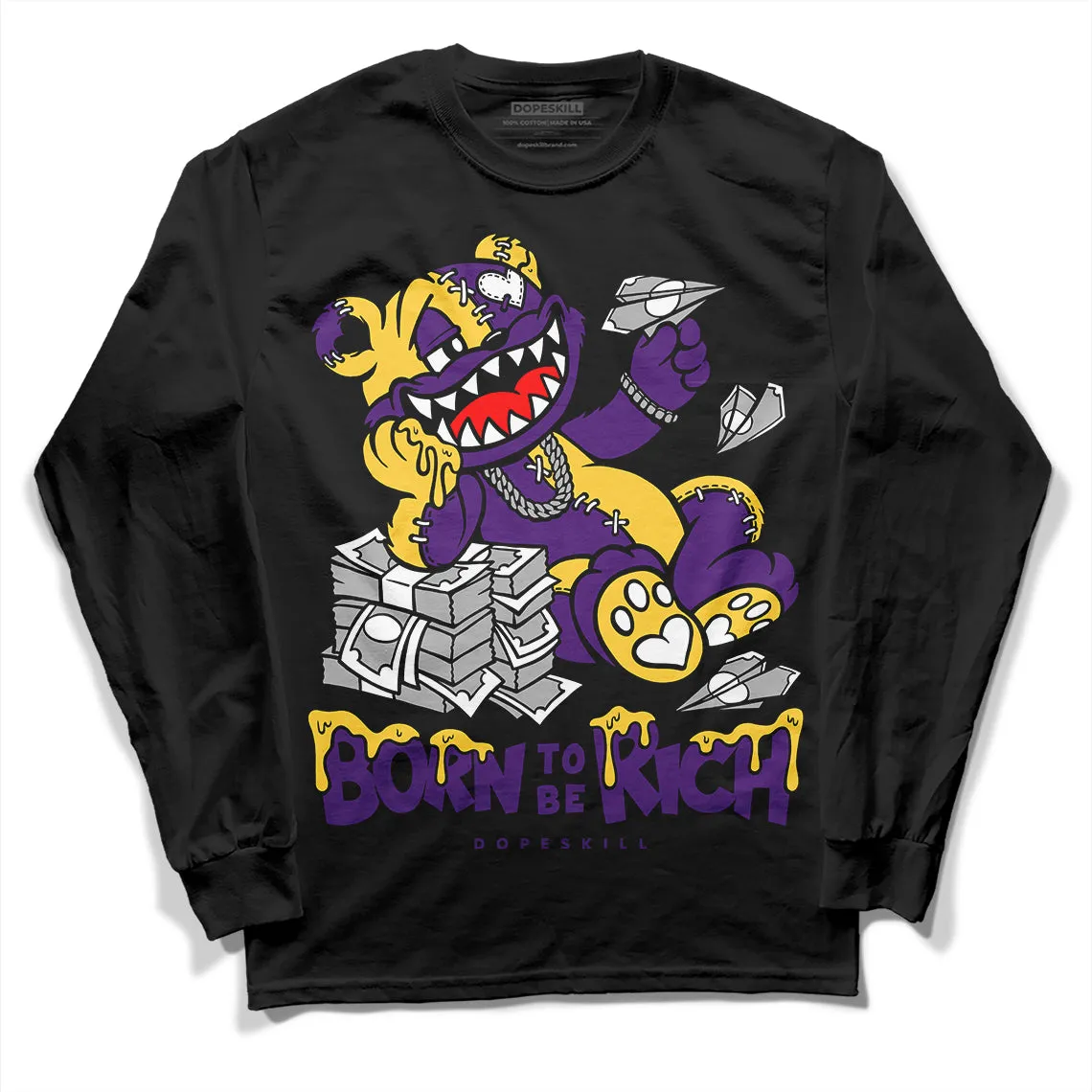 Field Purple 12s DopeSkill Long Sleeve T-Shirt Born To Be Rich Graphic sold by DopeSkill product image thumbnail 2