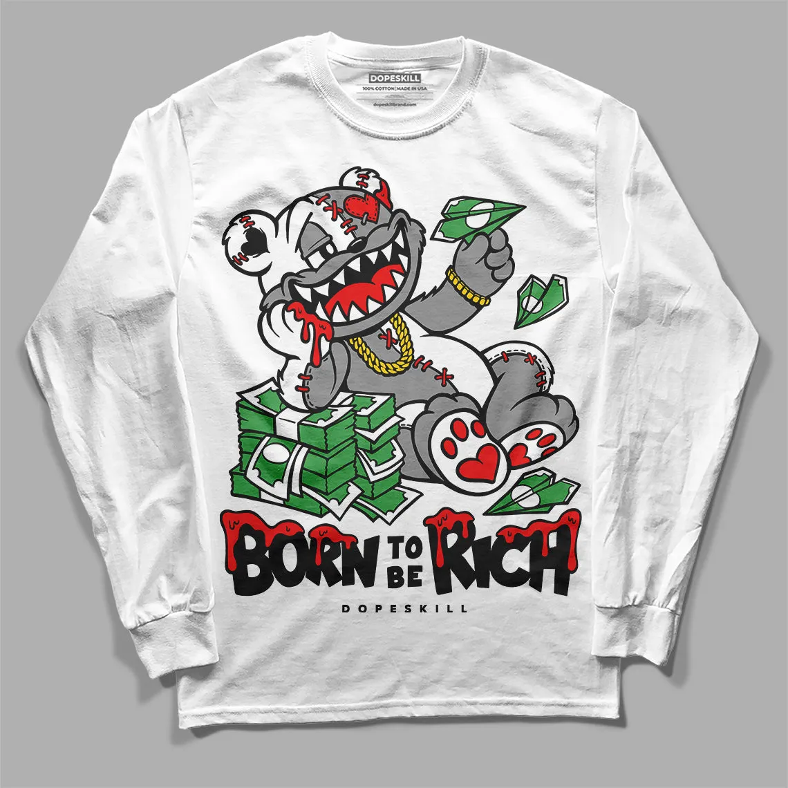 Dunk Panda White Black DopeSkill Long Sleeve T-Shirt Born To Be Rich Graphic sold by DopeSkill product image thumbnail 2