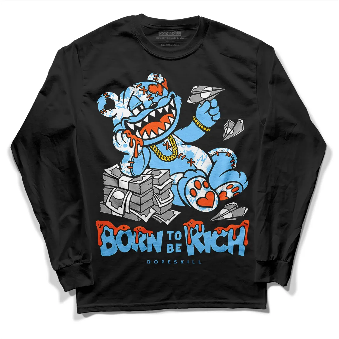 Dunk Futura University Blue DopeSkill Long Sleeve T-Shirt Born To Be Rich Graphic sold by DopeSkill product image thumbnail 2