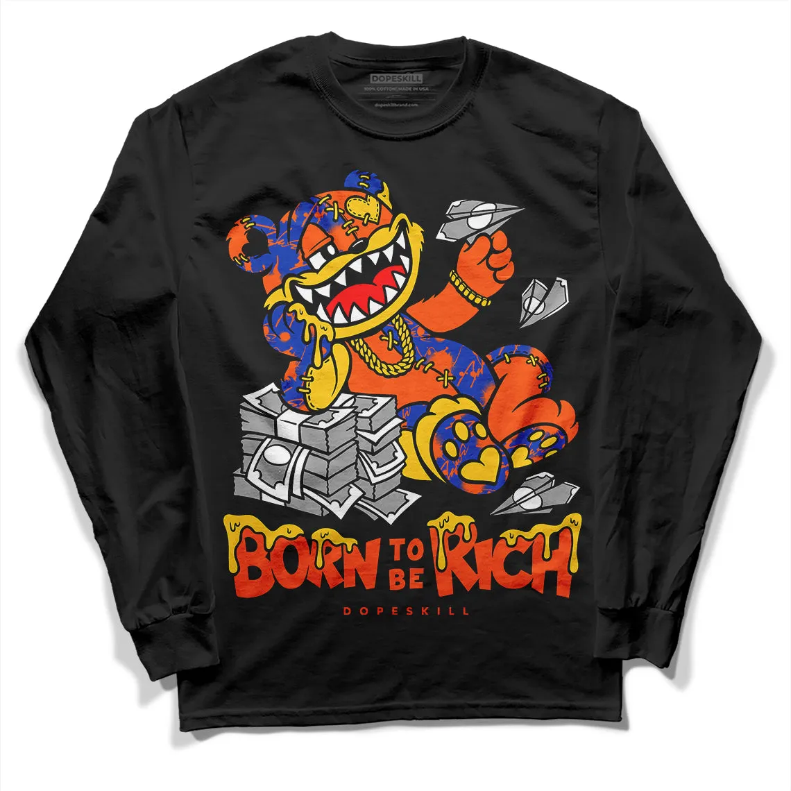 Dunk Futura Orange Blaze DopeSkill Long Sleeve T-Shirt Born To Be Rich Graphic sold by DopeSkill product image thumbnail 2