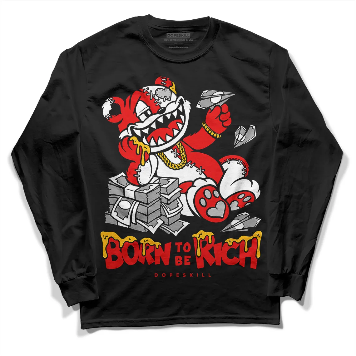 Cherry 12s DopeSkill Long Sleeve T-Shirt Born To Be Rich Graphic sold by DopeSkill product image thumbnail 2