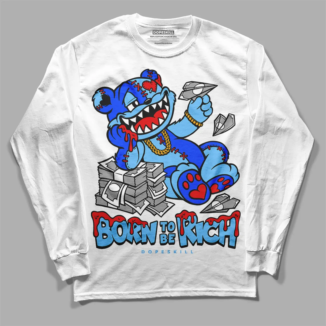 Cactus Jack 4s DopeSkill Long Sleeve T-Shirt Born To Be Rich Graphic sold by DopeSkill product image thumbnail 2