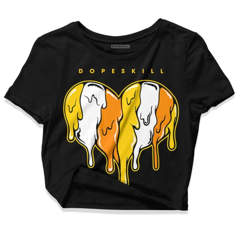Yellow Ochre 6s DopeSkill Women's Crop Top Slime Drip Heart Graphic sold by DopeSkill