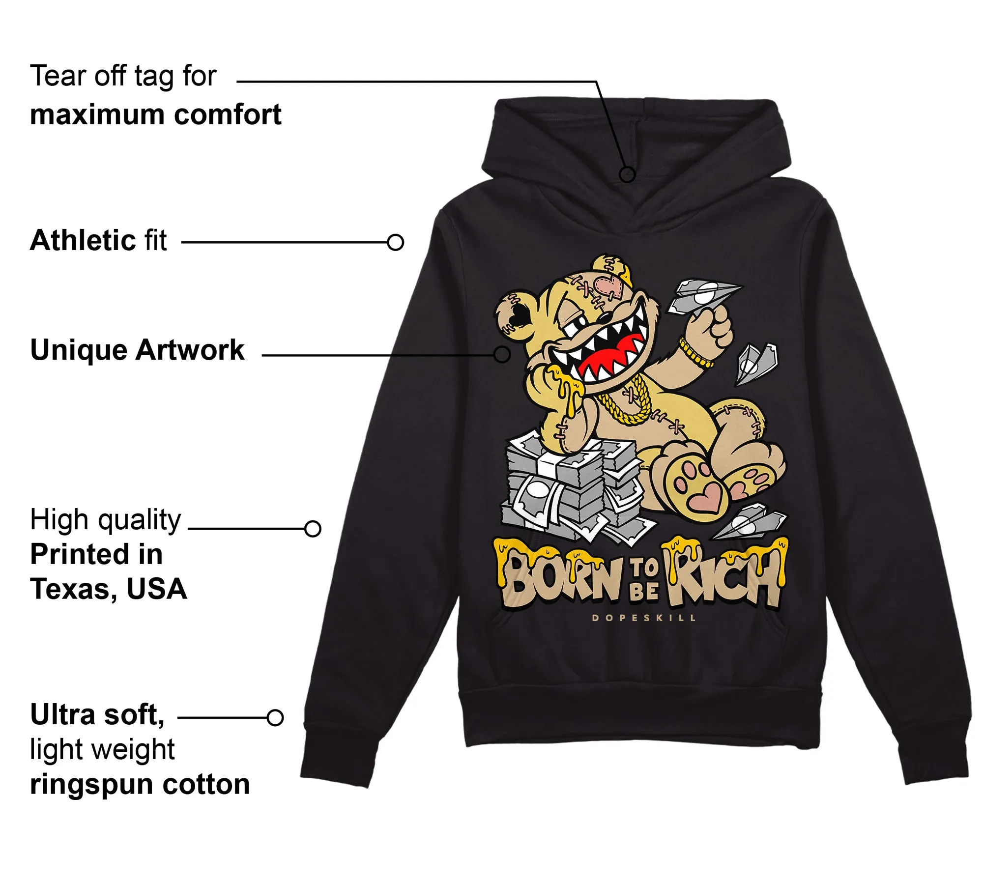 TAN Collection DopeSkill Hoodie Sweatshirt Born To Be Rich Graphic sold by DopeSkill product image thumbnail 3
