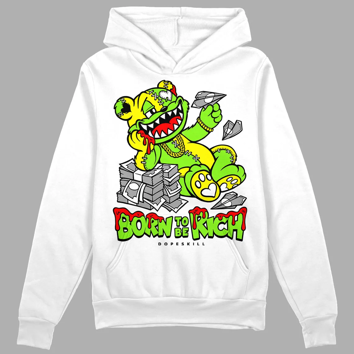 Neon Green Collection DopeSkill Hoodie Sweatshirt Born To Be Rich Graphic sold by DopeSkill product image thumbnail 2