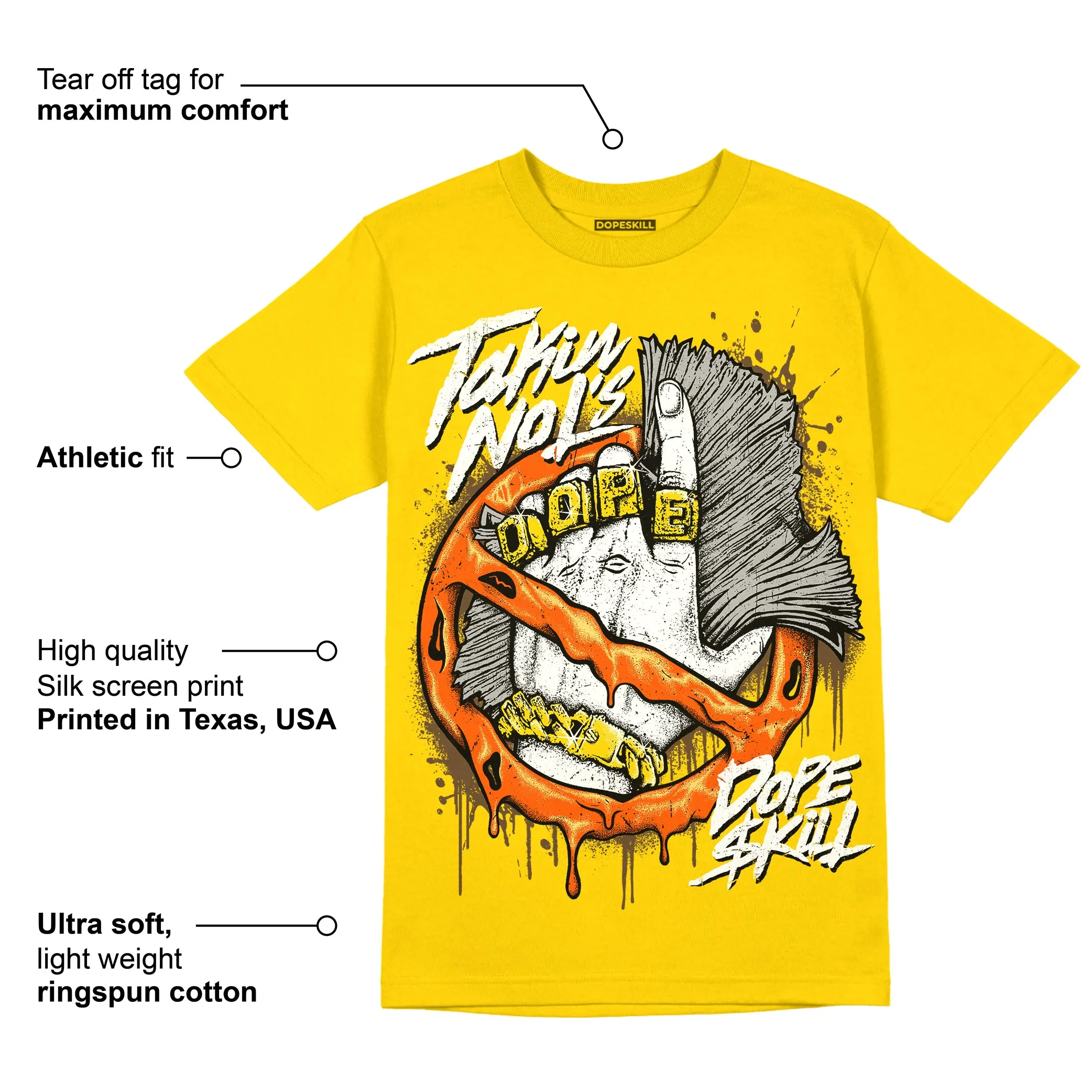 Yellow Ochre 6s DopeSkill Yellow T-shirt Takin No L's Graphic sold by DopeSkill product image thumbnail 2