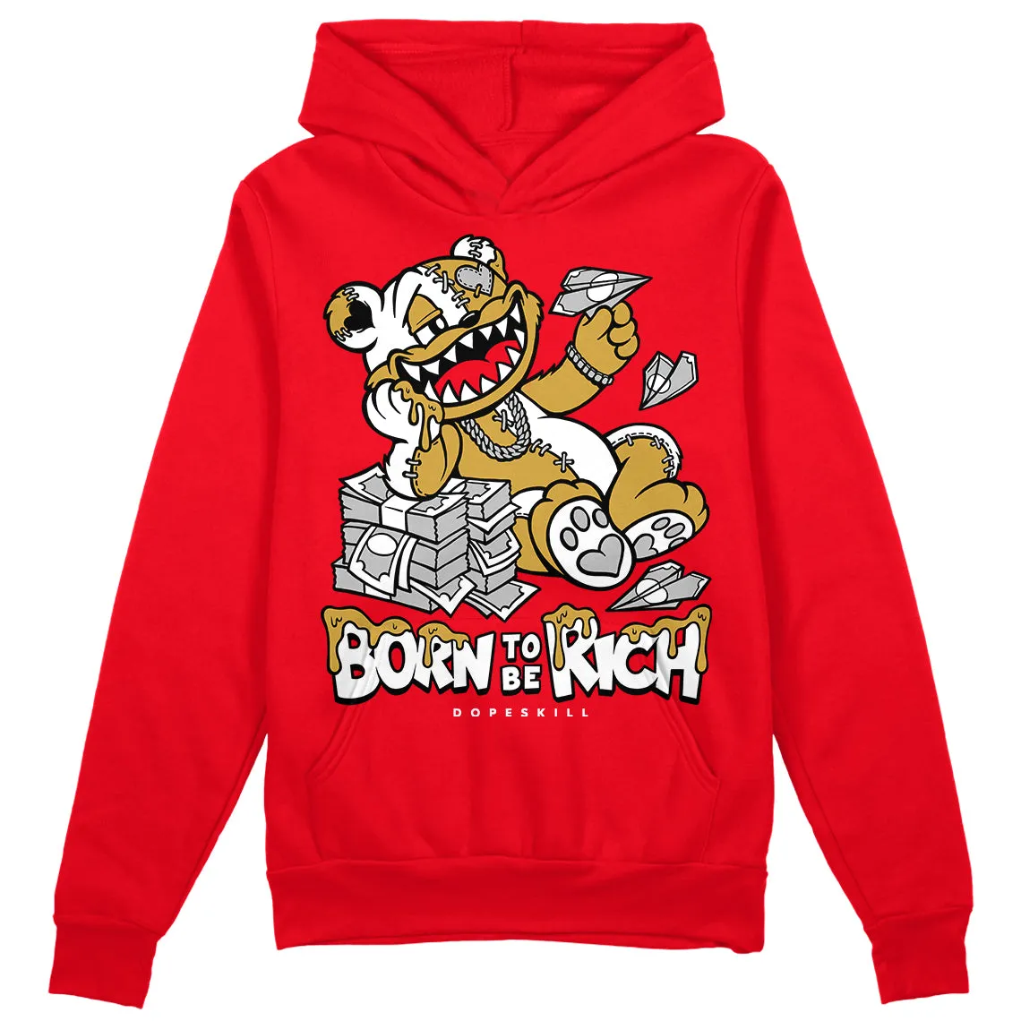 Red Thunder 4s DopeSkill Red Hoodie Sweatshirt Born To Be Rich Graphic sold by DopeSkill