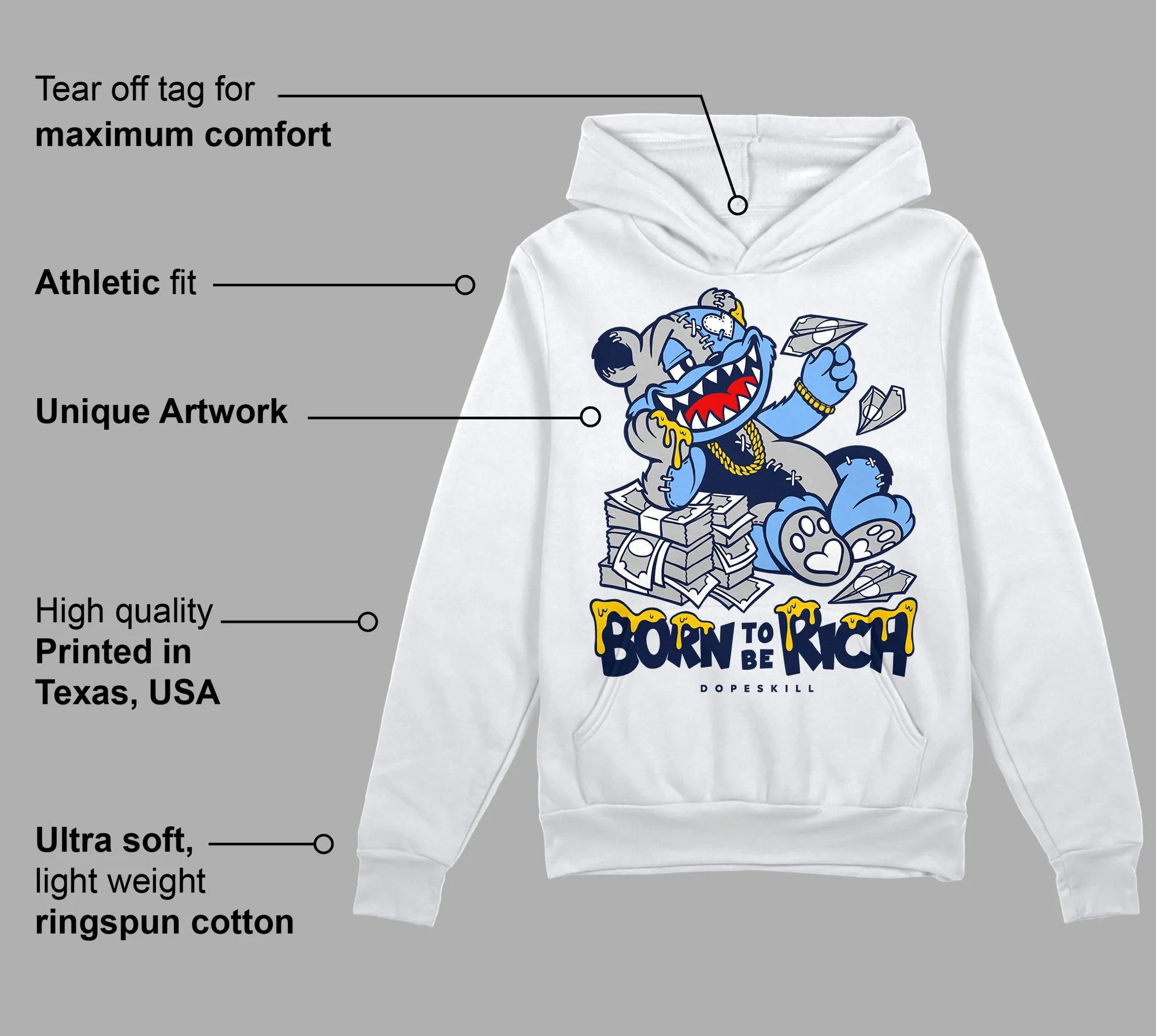 Midnight Navy 5s DopeSkill Hoodie Sweatshirt Born To Be Rich Graphic sold by DopeSkill product image thumbnail 2