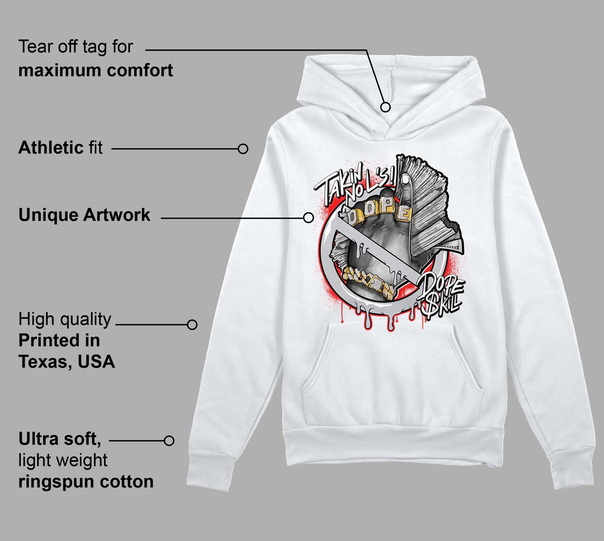 Grey Collection DopeSkill Hoodie Sweatshirt Takin No L's Graphic sold by DopeSkill product image thumbnail 3