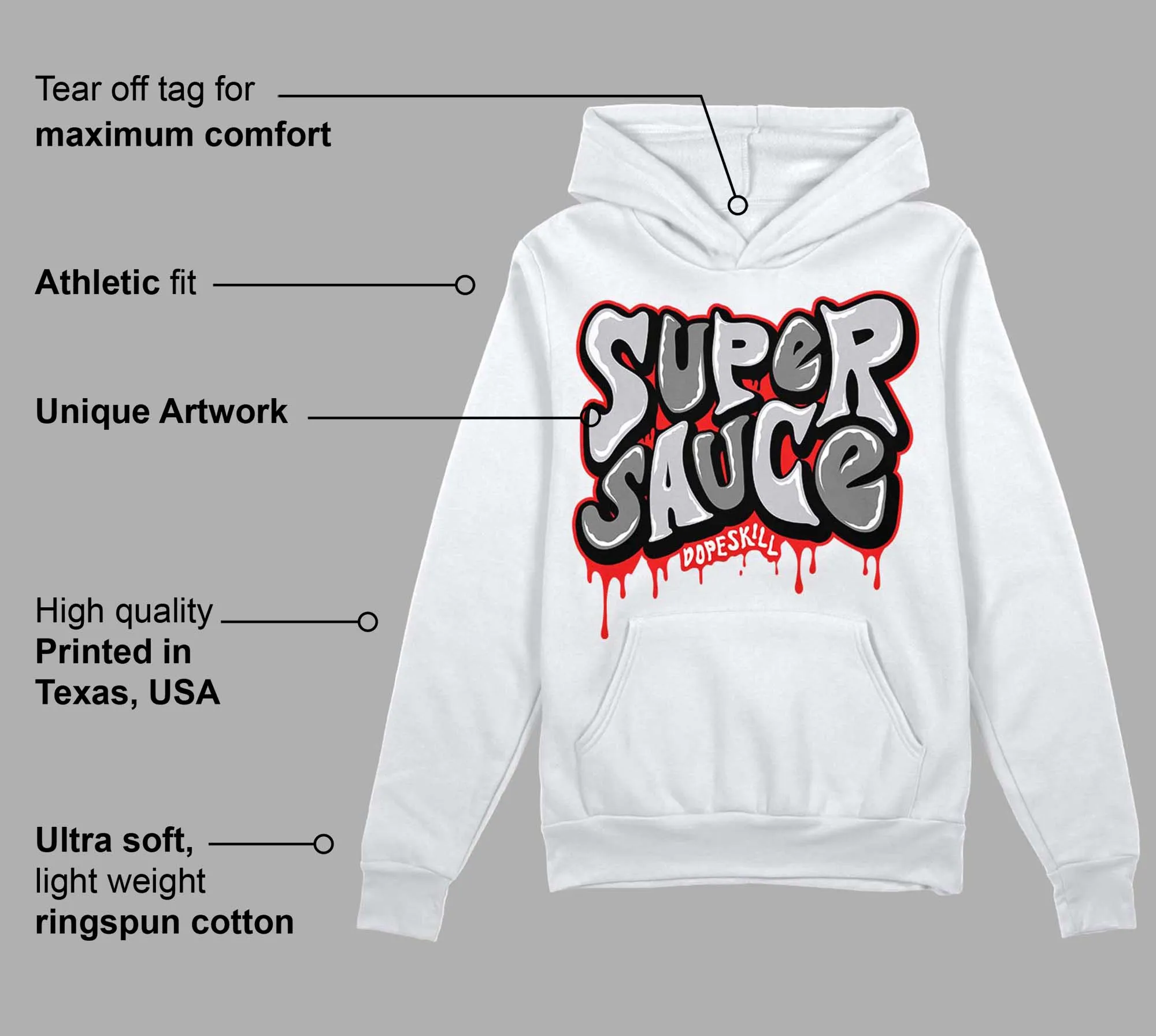 Grey Collection DopeSkill Hoodie Sweatshirt Super Sauce Graphic sold by DopeSkill product image thumbnail 3