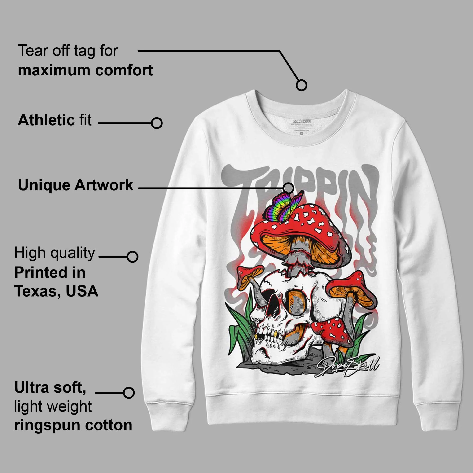 Grey Collection DopeSkill Sweatshirt Trippin Graphic sold by DopeSkill product image thumbnail 3