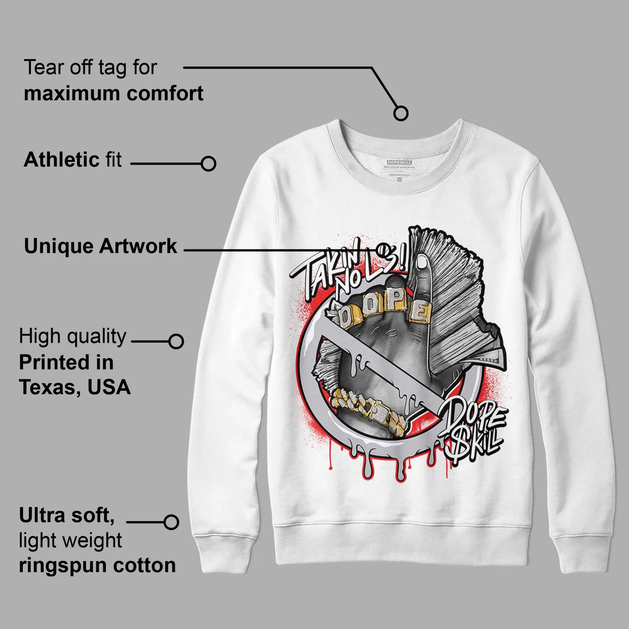 Grey Collection DopeSkill Sweatshirt Takin No L's Graphic sold by DopeSkill product image thumbnail 3