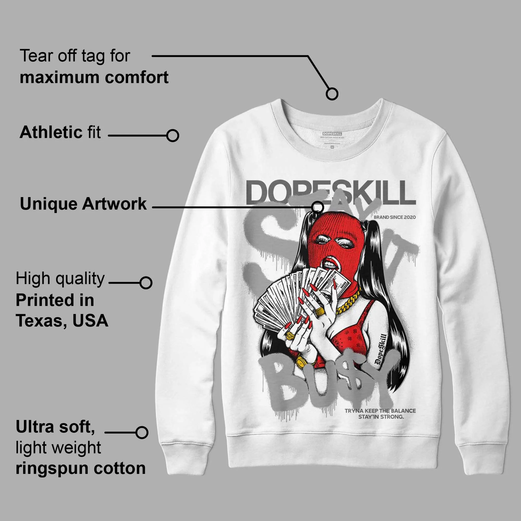 Grey Collection DopeSkill Sweatshirt Stay It Busy Graphic sold by DopeSkill product image thumbnail 3