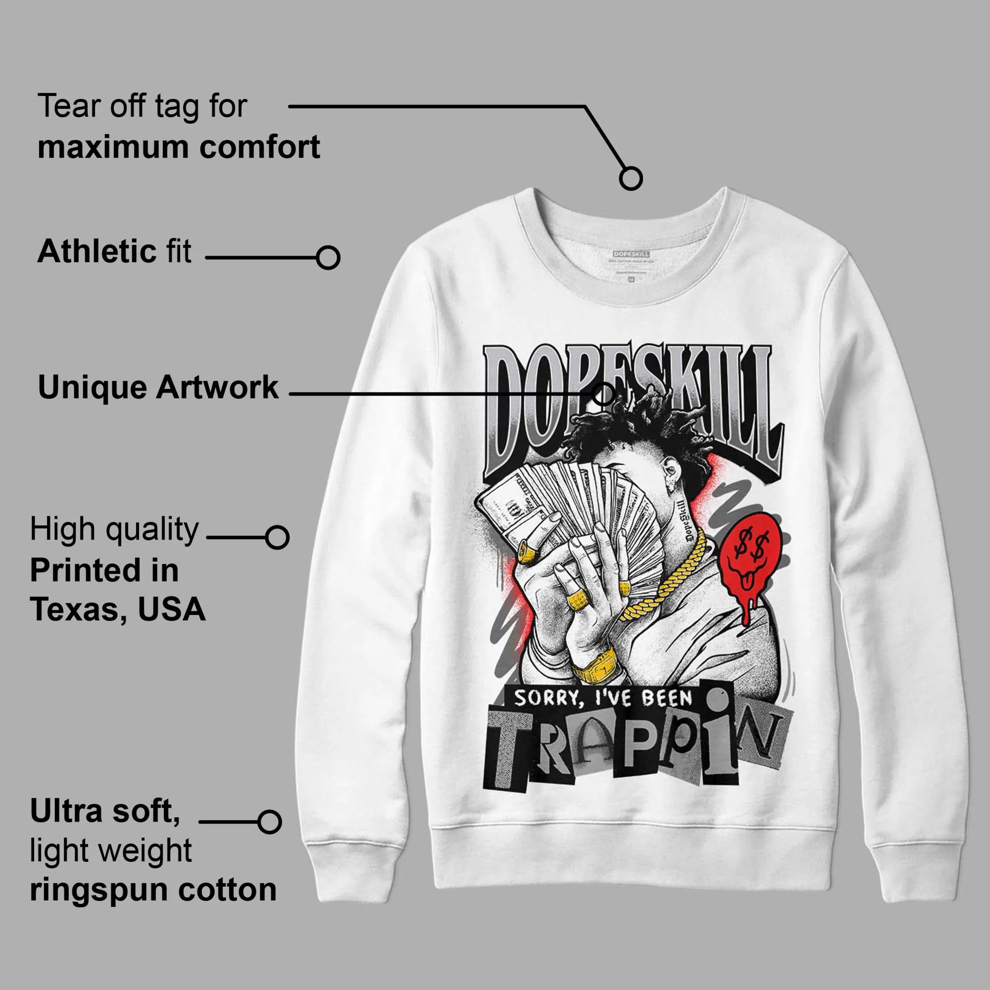 Grey Collection DopeSkill Sweatshirt Sorry I've Been Trappin Graphic sold by DopeSkill product image thumbnail 3