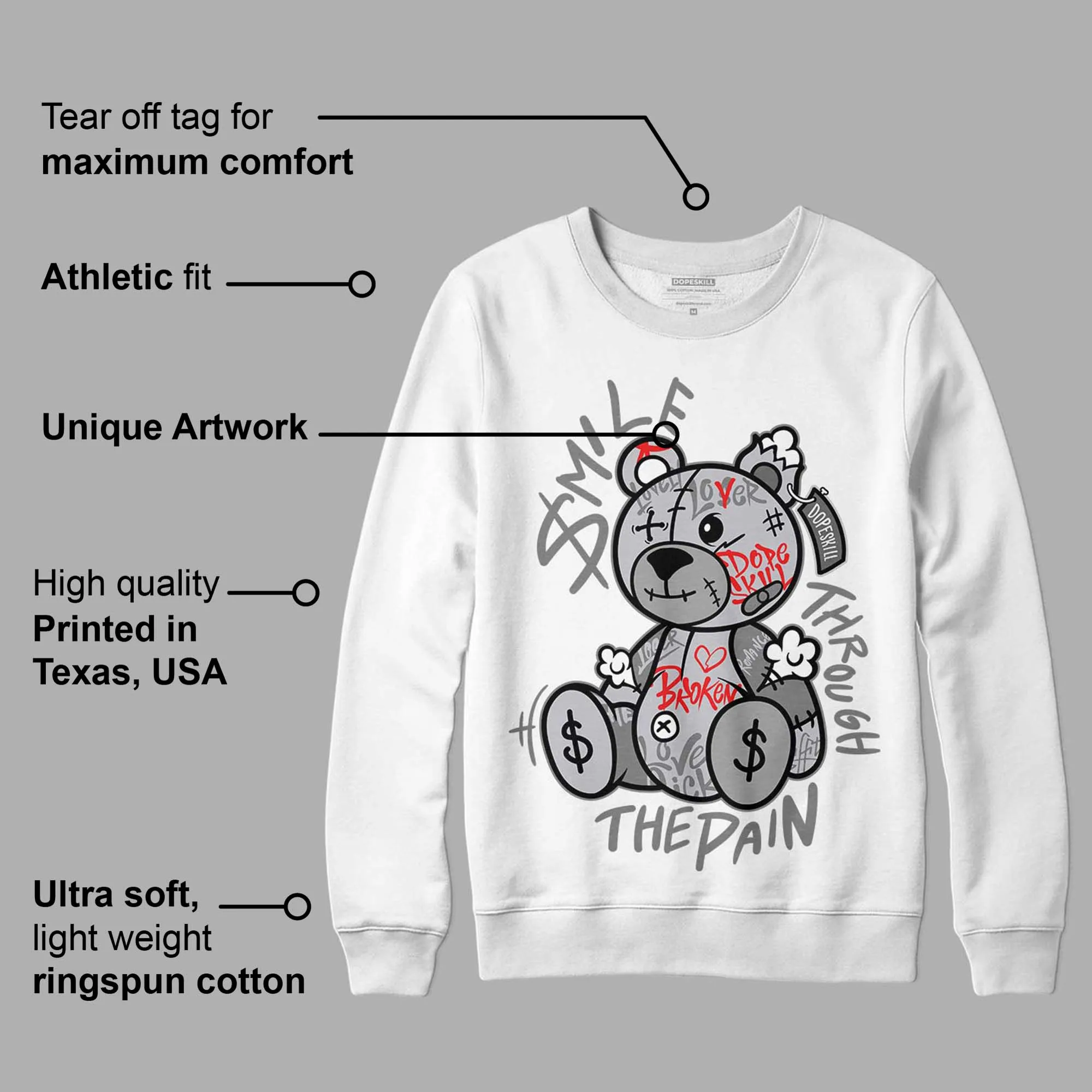 Grey Collection DopeSkill Sweatshirt Smile Through The Pain Graphic sold by DopeSkill product image thumbnail 3
