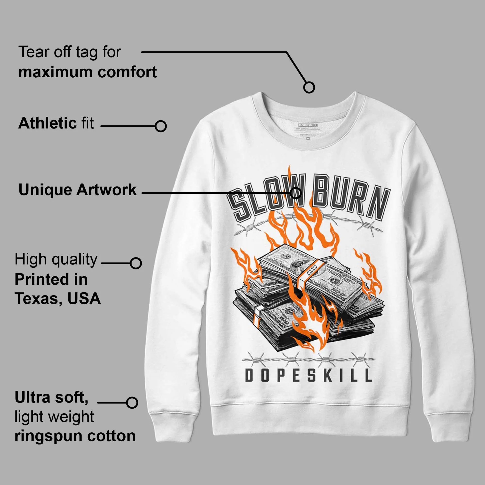 Grey Collection DopeSkill Sweatshirt Slow Burn Graphic sold by DopeSkill product image thumbnail 3