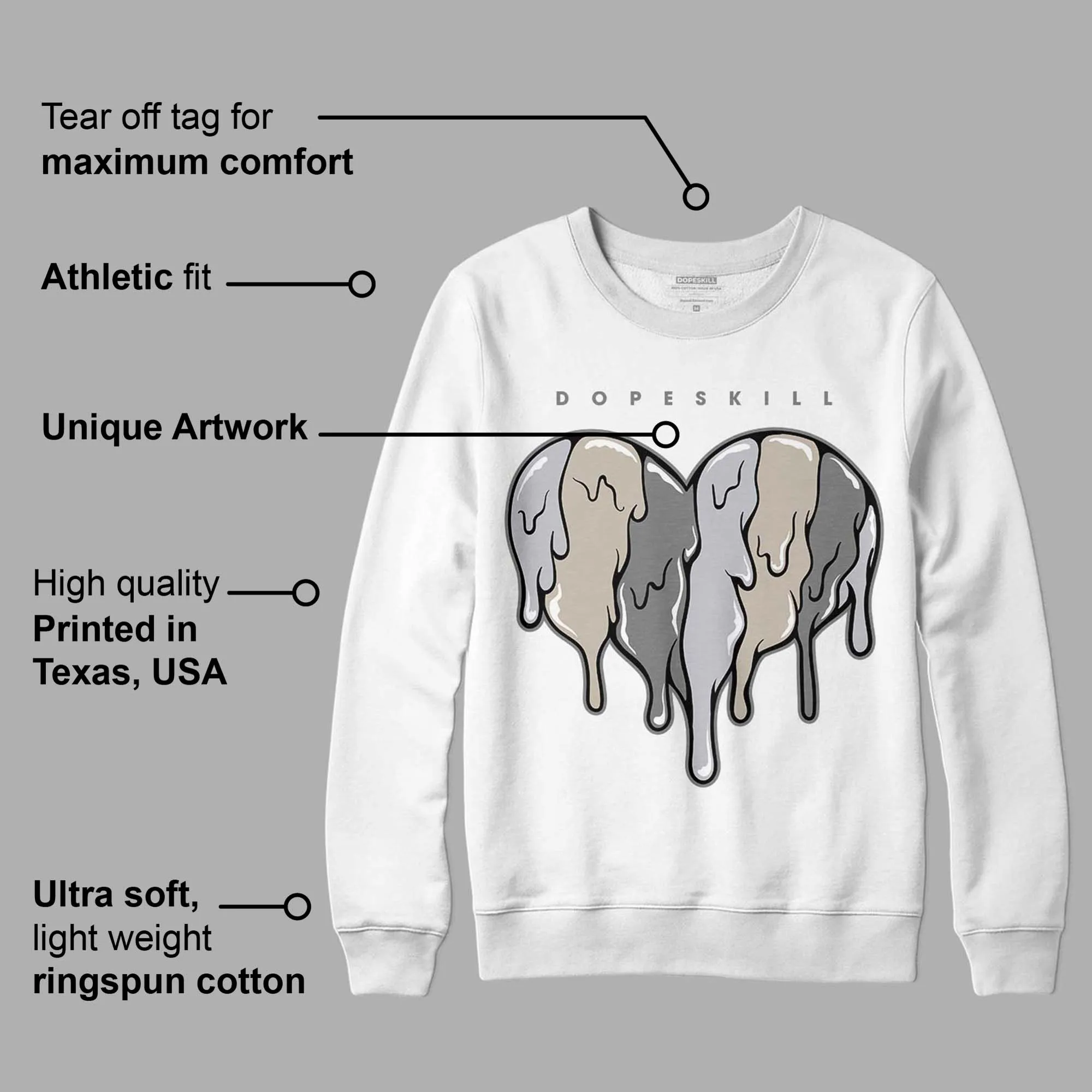 Grey Collection DopeSkill Sweatshirt Slime Drip Heart Graphic sold by DopeSkill product image thumbnail 3