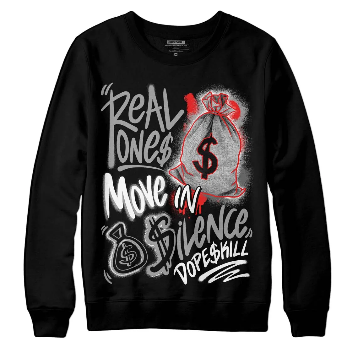 Grey Collection DopeSkill Sweatshirt Real Ones Move In Silence Graphic sold by DopeSkill product image thumbnail 2